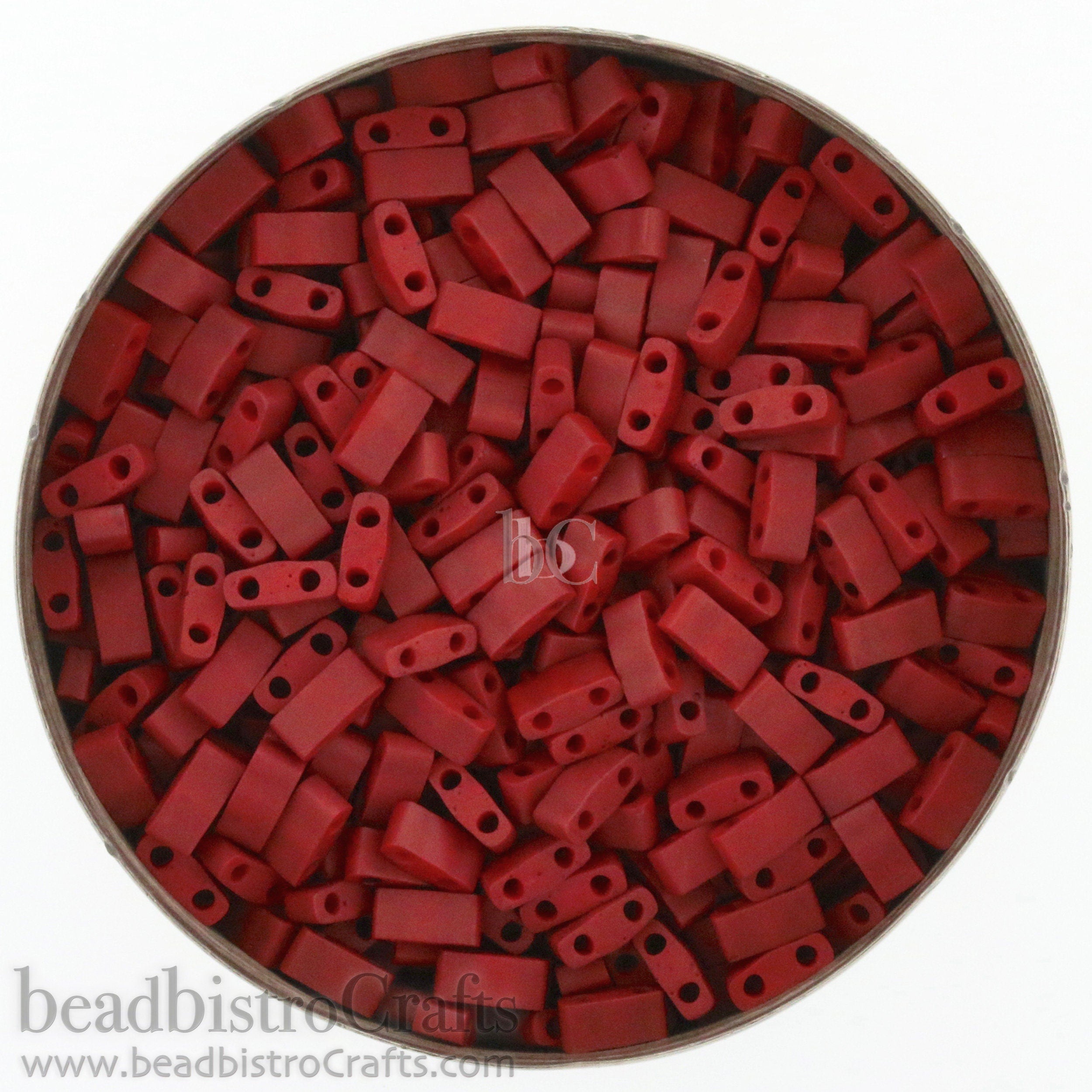 10g MIYUKI - 1/2 Tila Beads - MATTE Dark MAROON - size 5mm x 2.3mm x 1.9mm - 2 hole - Half Tila 2040