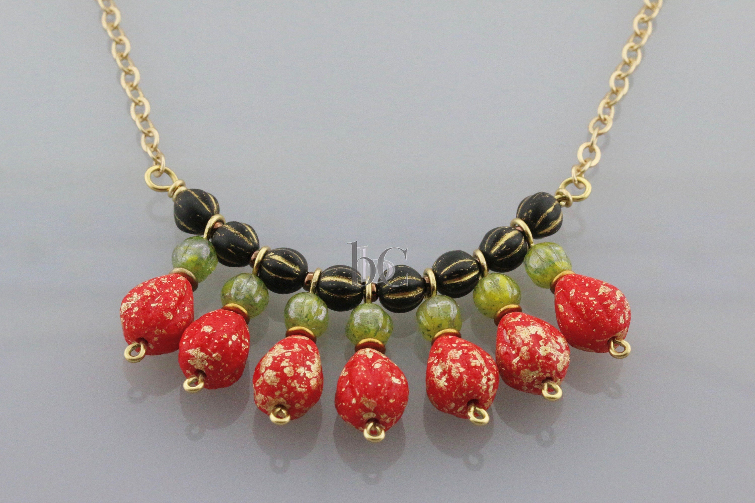 6mm Czech glass Melon round bead - 35 or 105pcs Matte Black with GOLD Wash - 6mm Melon beads