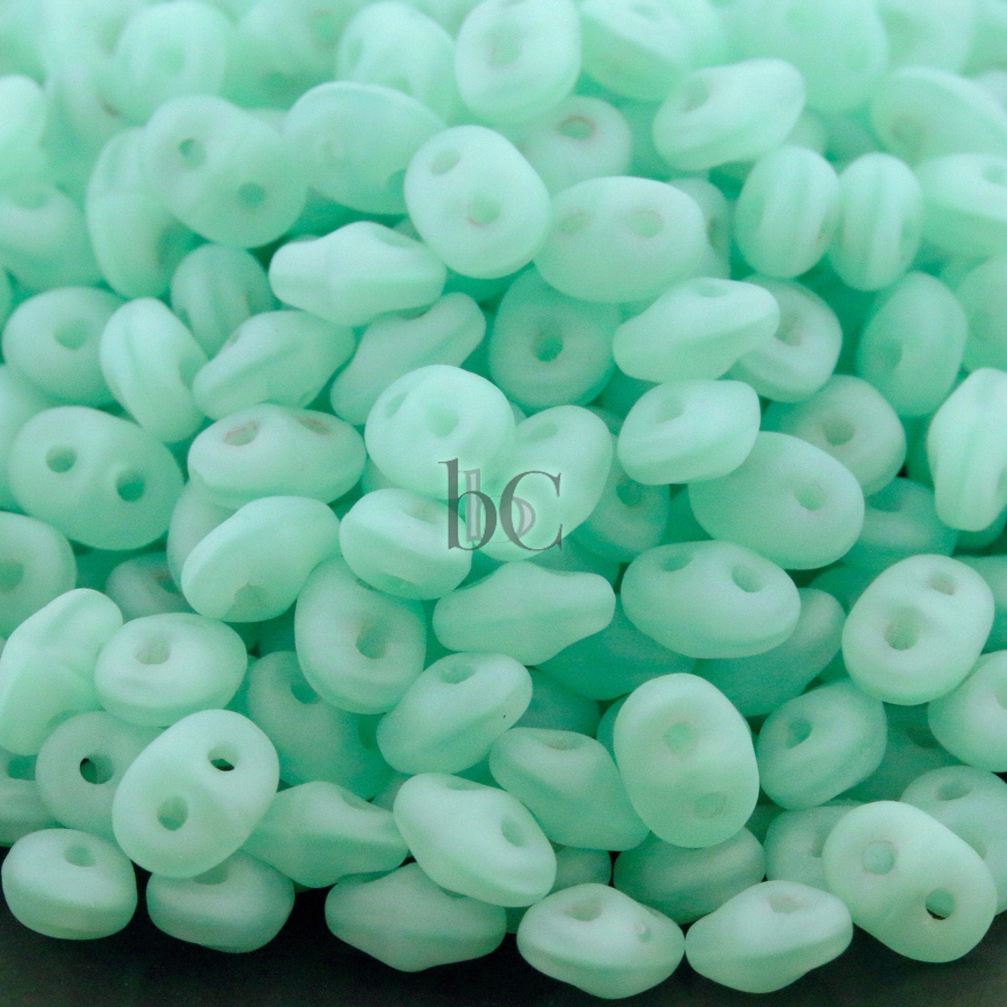 20g Czech SuperDuo 2 hole beads * OPAL MINT Green Aqua MATTE - 2.5x5mm