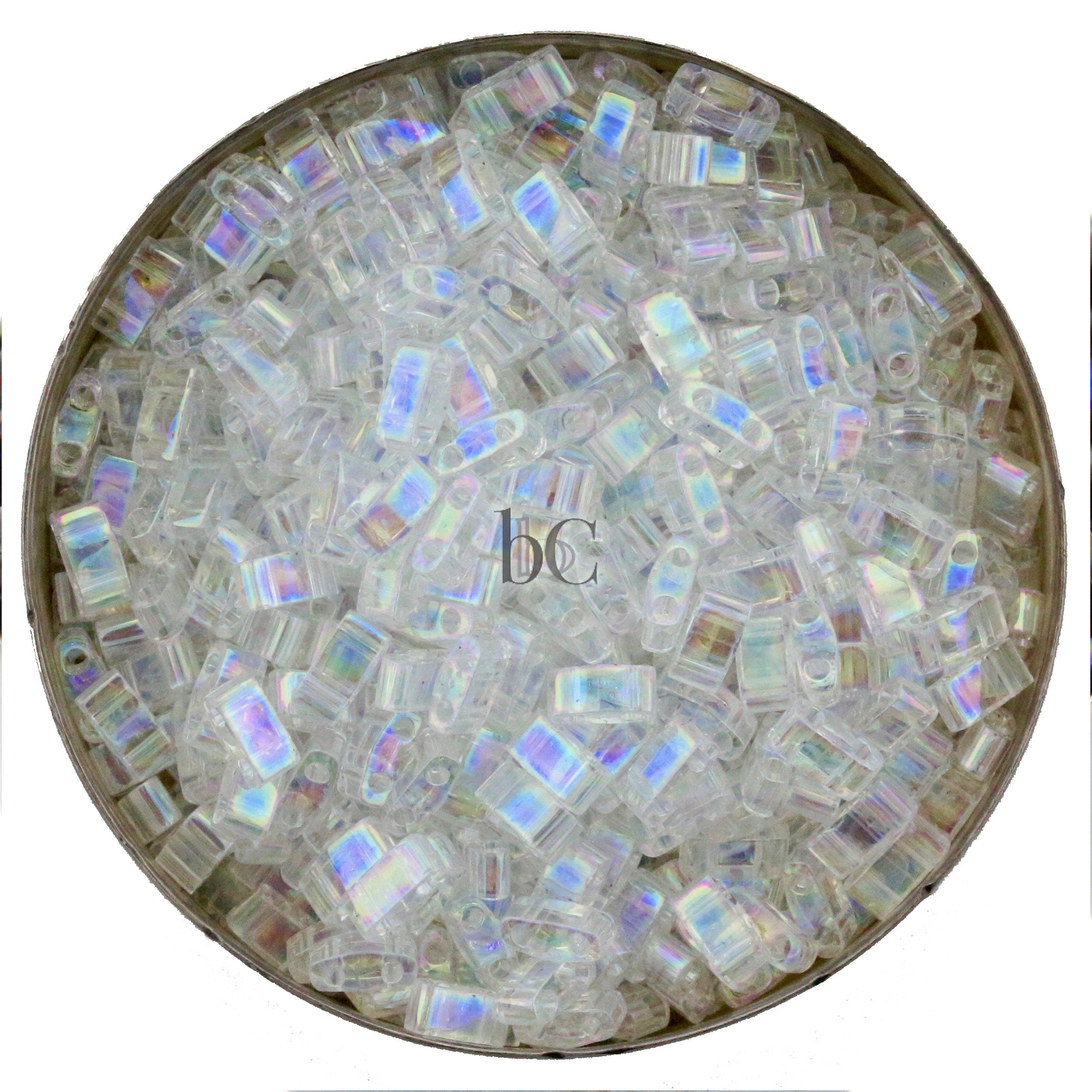 10g MIYUKI - 1/2 Tila Beads - RAINBOW Crystal - size 5mm x 2.3mm x 1.9mm - 2 hole - Half Tila 250