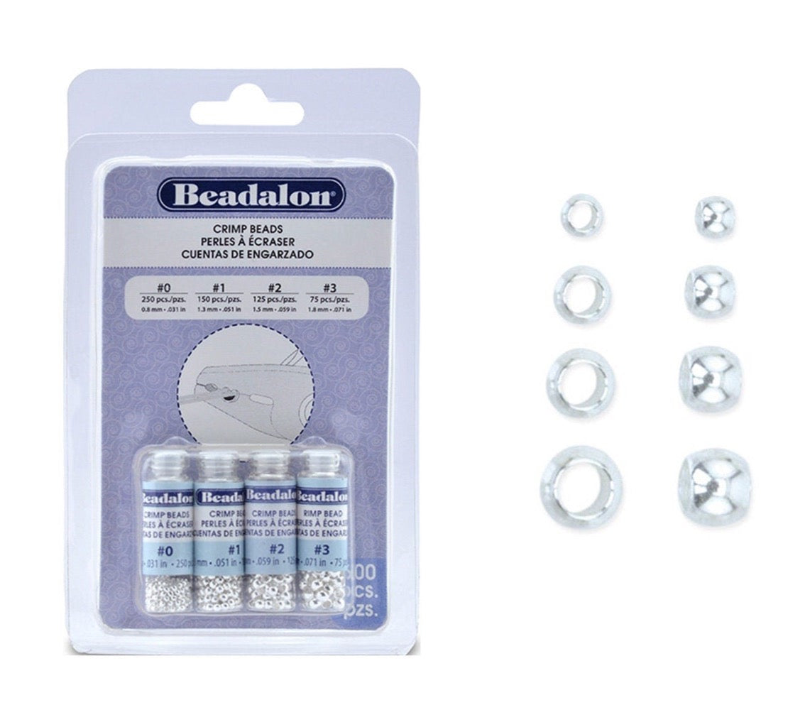 Beadalon SILVER Plated Crimp Beads Variety Pack, Sizes 0, 1, 2, 3, (600 PCS)