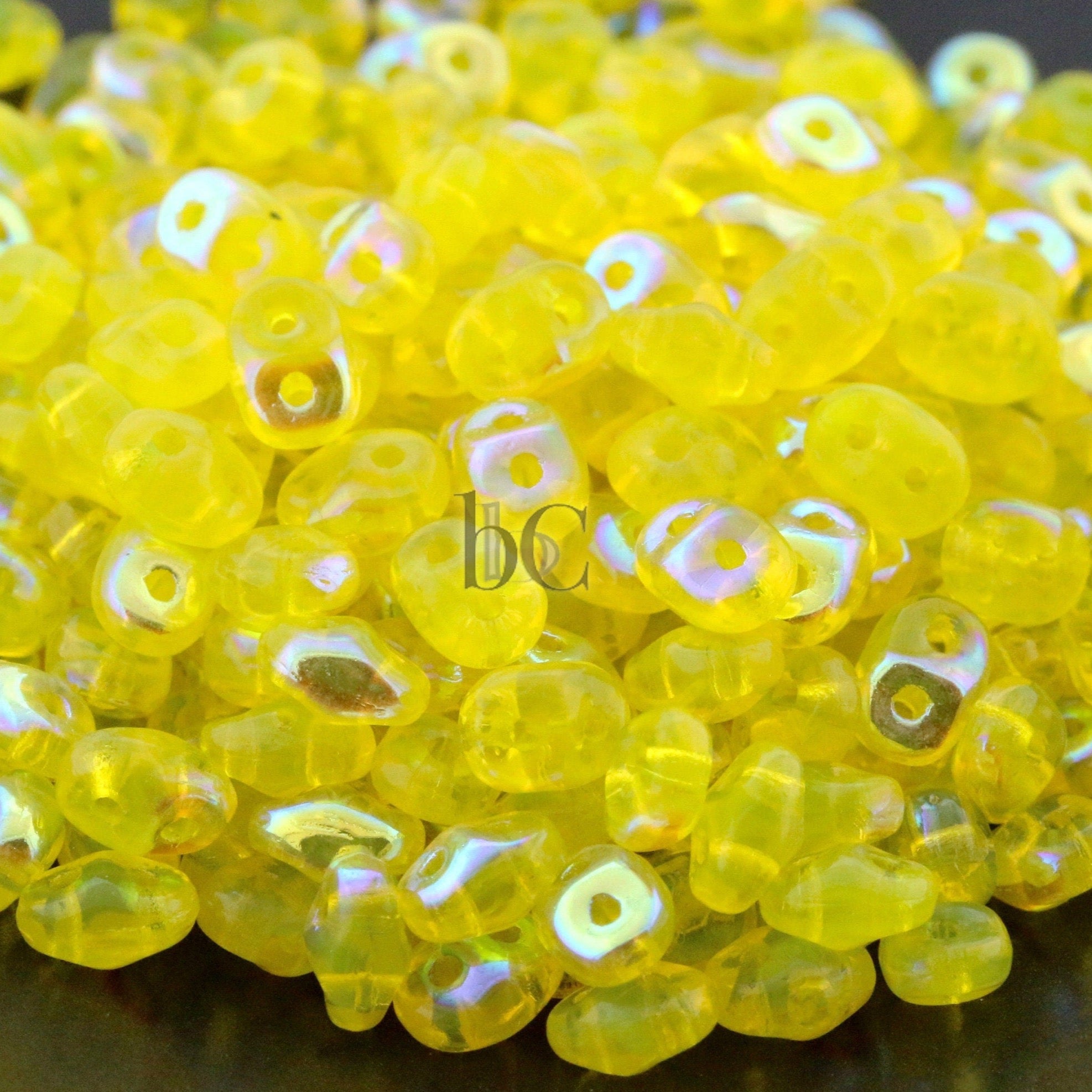 20g Czech SuperDuo 2 hole beads - MILKY Yellow AB * 2.5x5mm