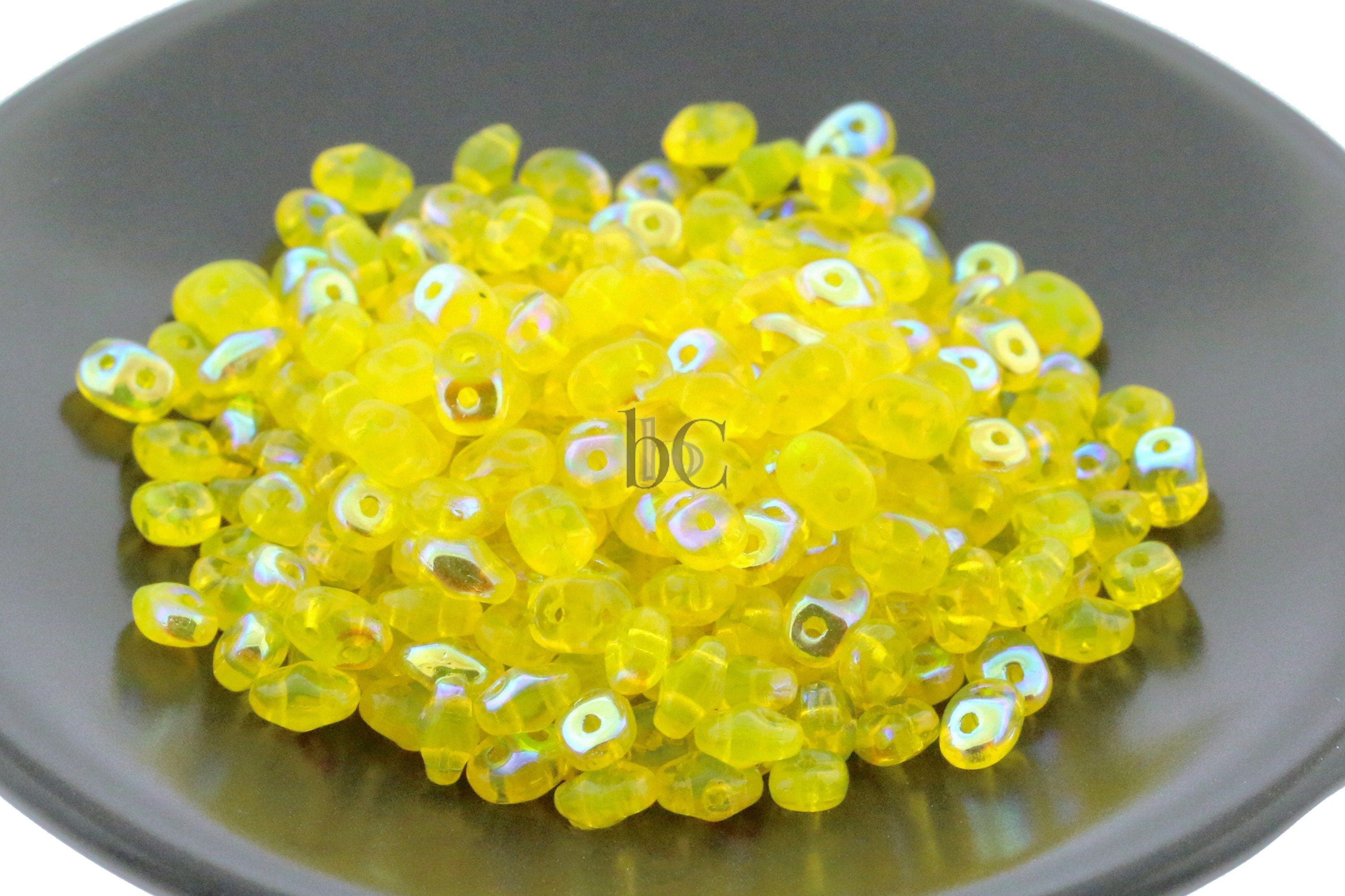 20g Czech SuperDuo 2 hole beads - MILKY Yellow AB * 2.5x5mm