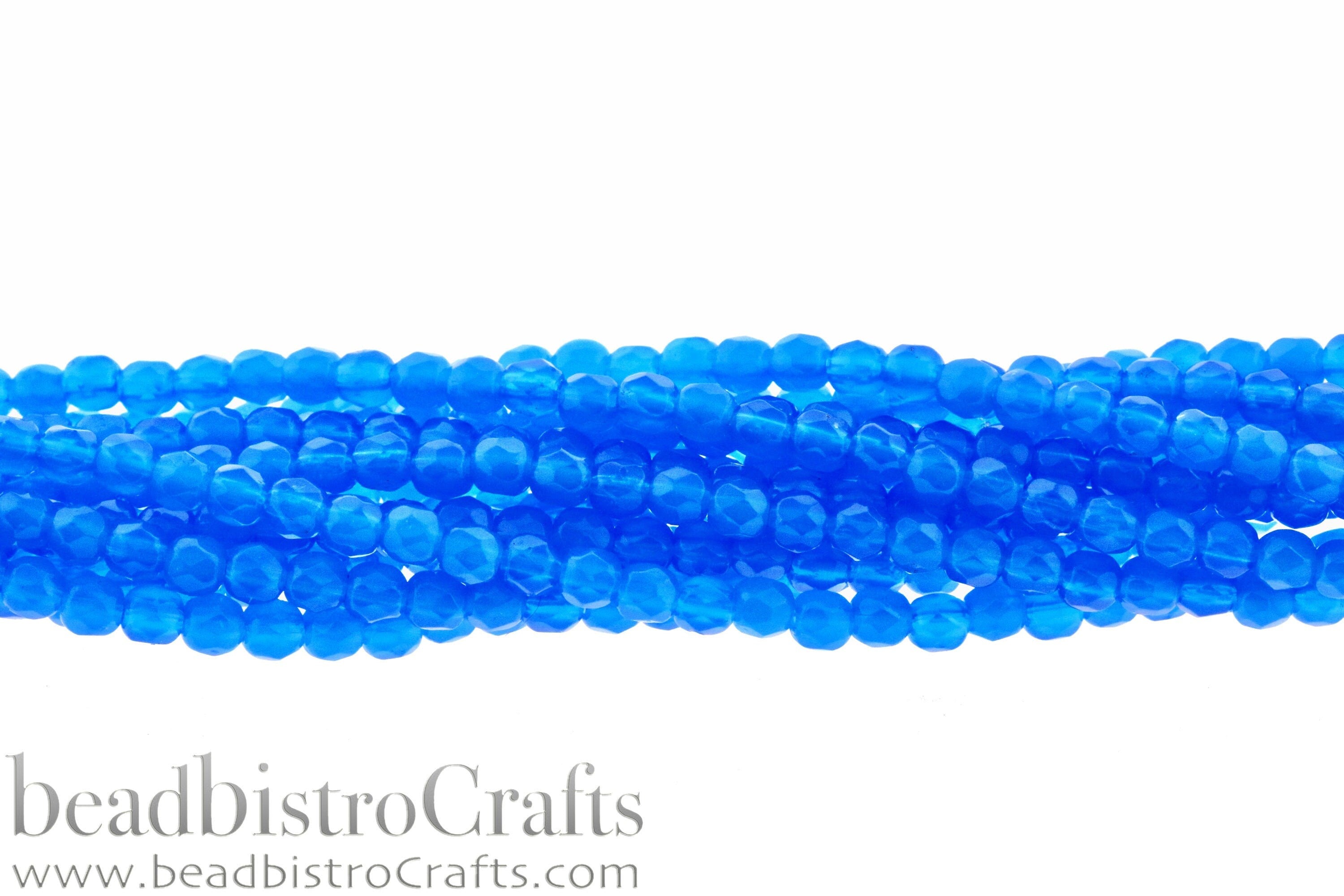 3mm Milky Blue beads - 50 or 200pcs Czech glass Firepolish bead - Milky ALABASTER Indigo - 3mm Facetted Fire polish