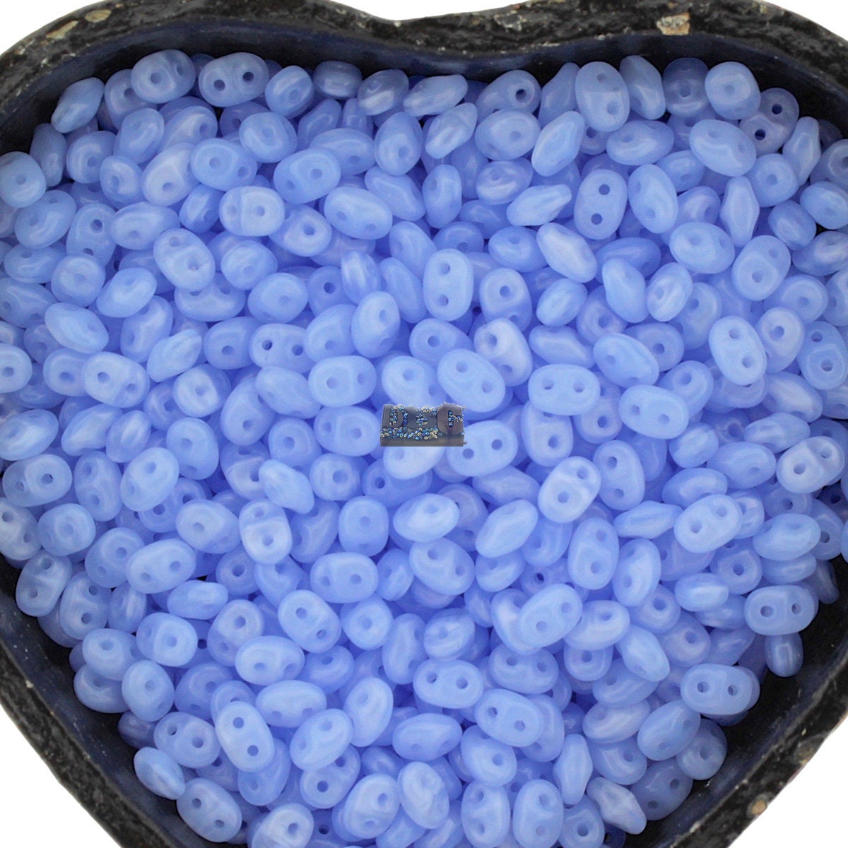 10g Czech SuperDuo 2 hole beads - MILKY Sapphire Blue OPAL ** 2.5x5mm