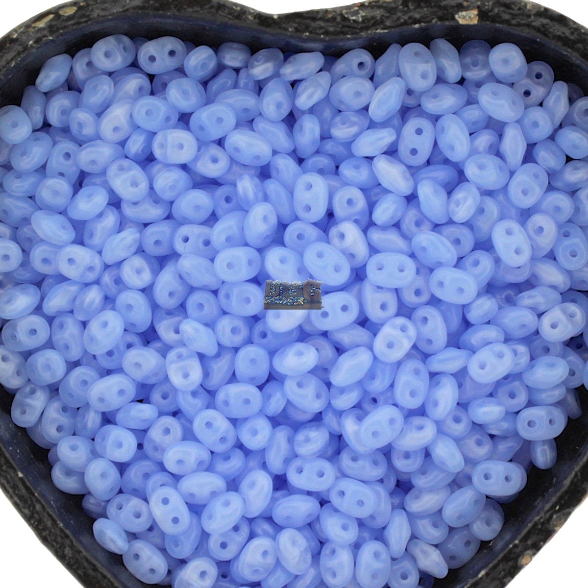 20g Czech SuperDuo 2 hole beads - MILKY Sapphire Blue OPAL ** 2.5x5mm