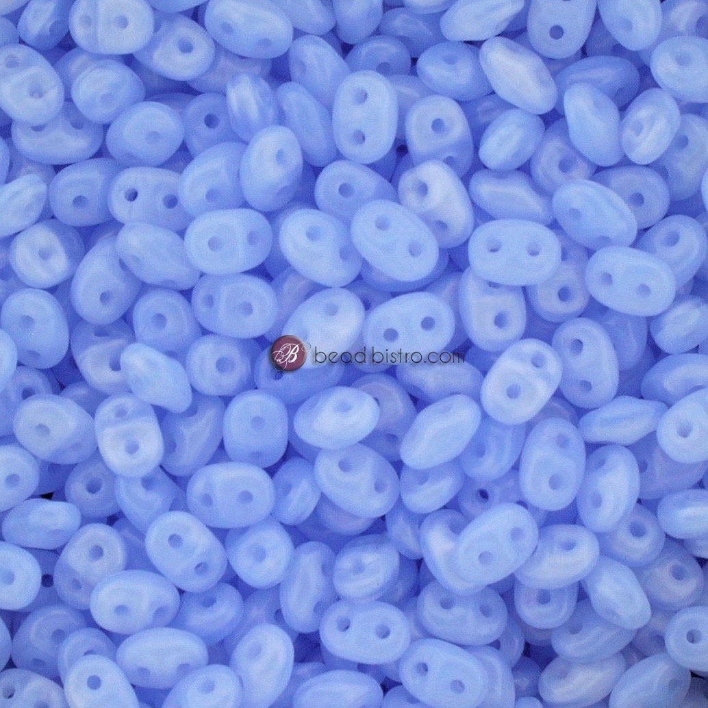 10g Czech SuperDuo 2 hole beads - MILKY Sapphire Blue OPAL ** 2.5x5mm