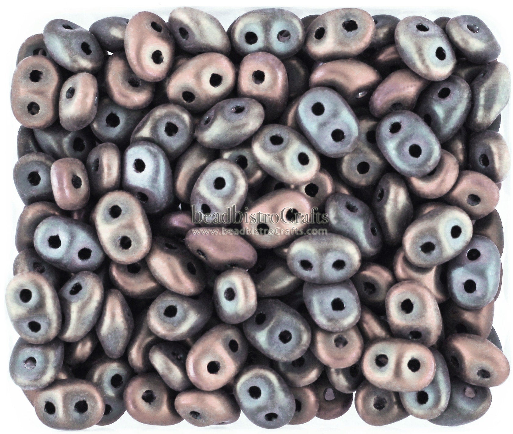 20g Czech SuperDuo 2-hole Beads - Jet BROWN MATTE IRIS * 2.5x5mm