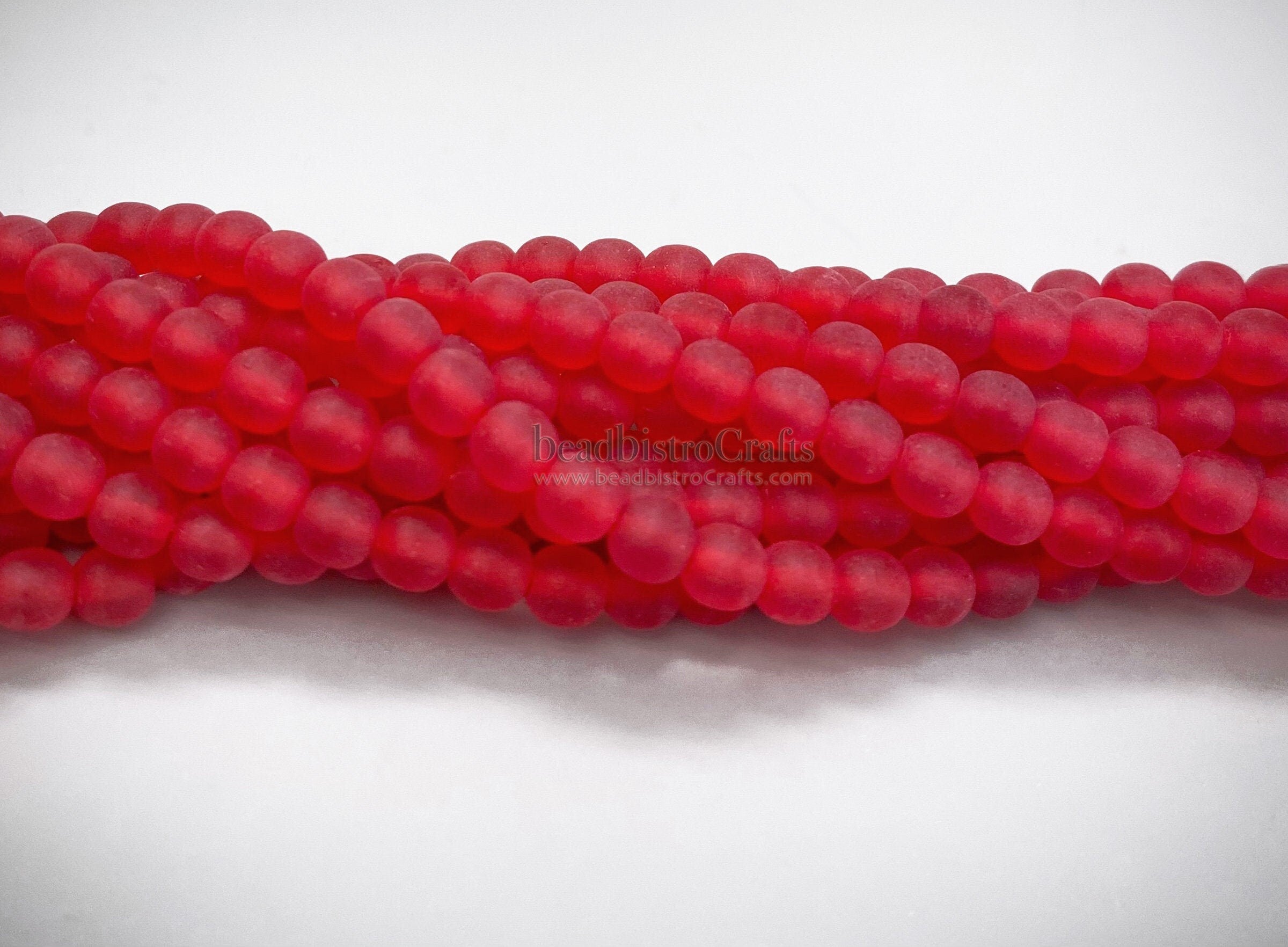 100pcs 4mm Red Round Czech glass bead - FROSTED Transparent Light Siam - 4mm Druk beads