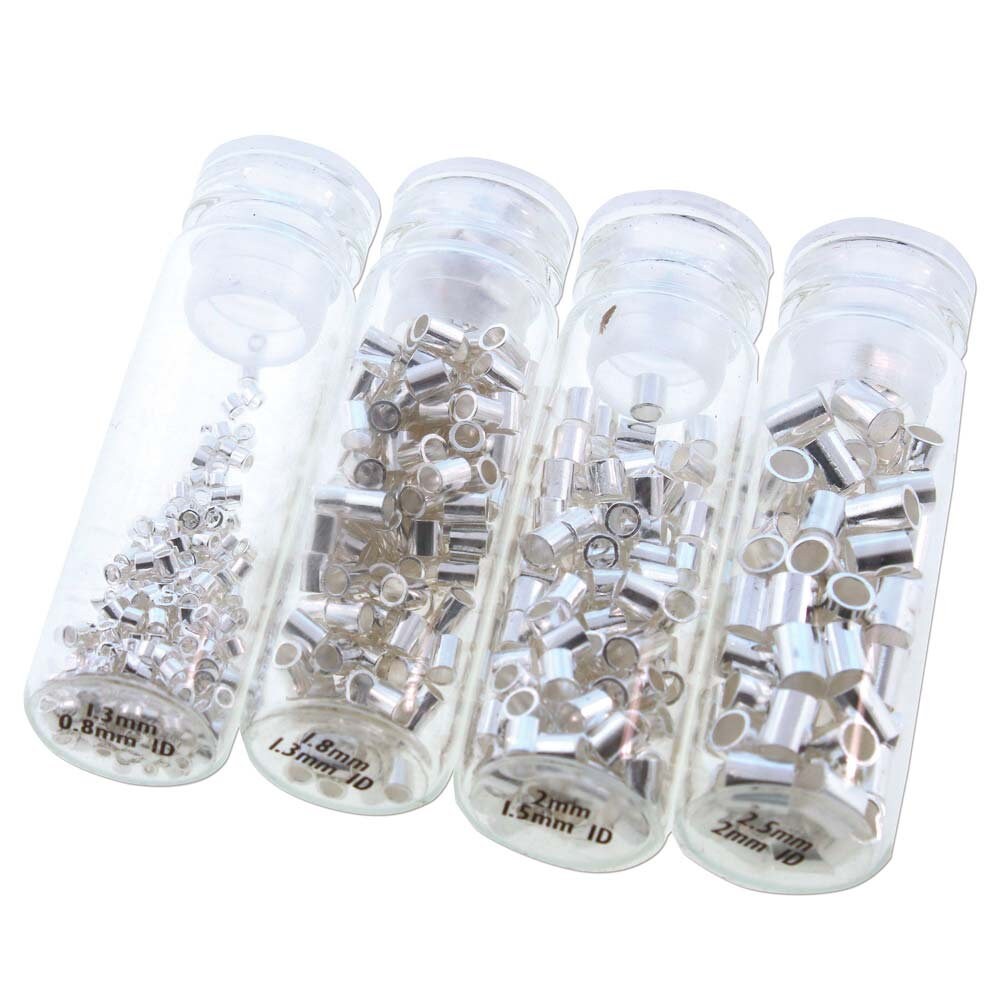 Beadsmith Silver Plated Crimp Tubes Variety Pack, 4 Sizes (600 PCS)