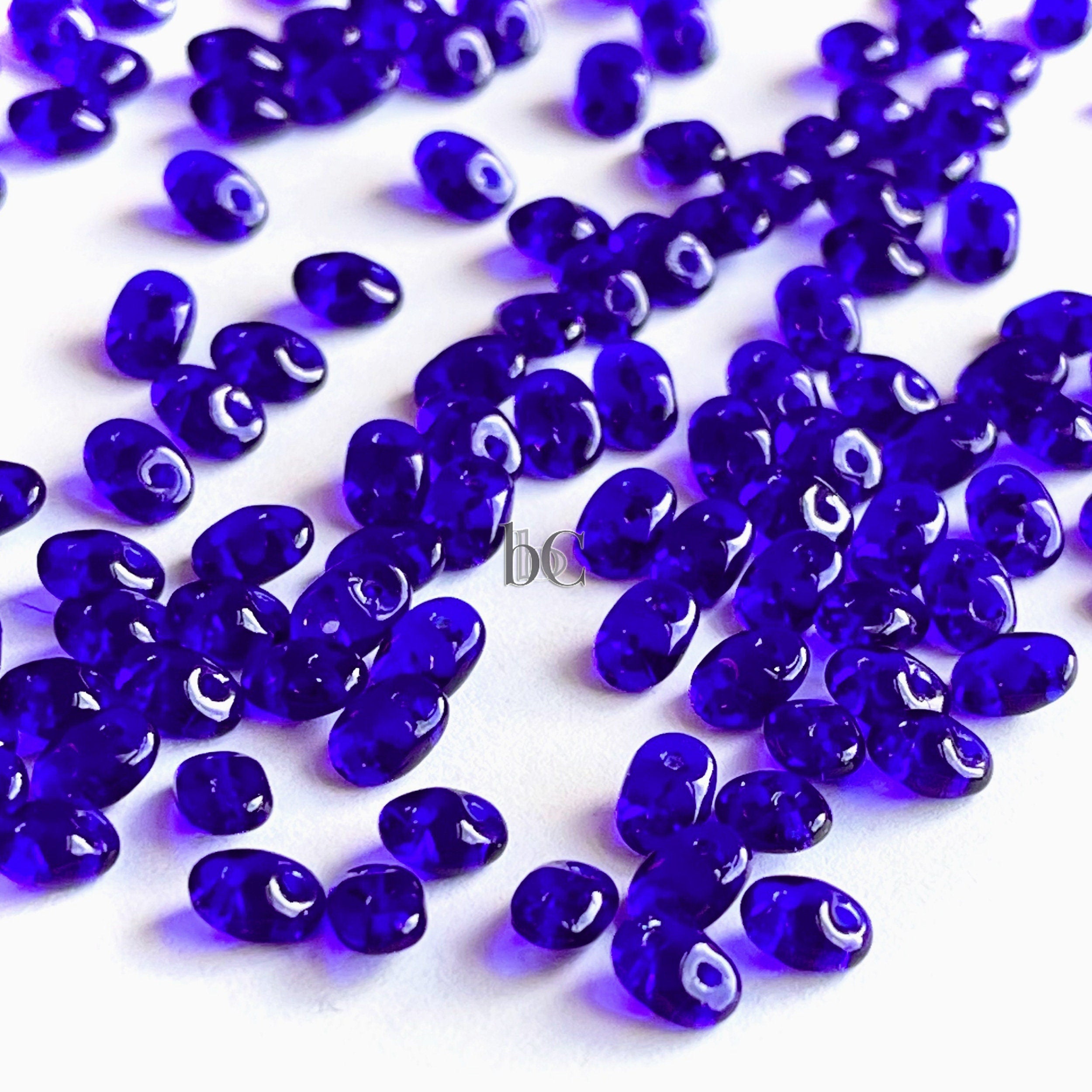 20g Czech SuperDuo 2 hole beads - Transparent COBALT / Dark Sapphire Blue ** 2.5x5mm