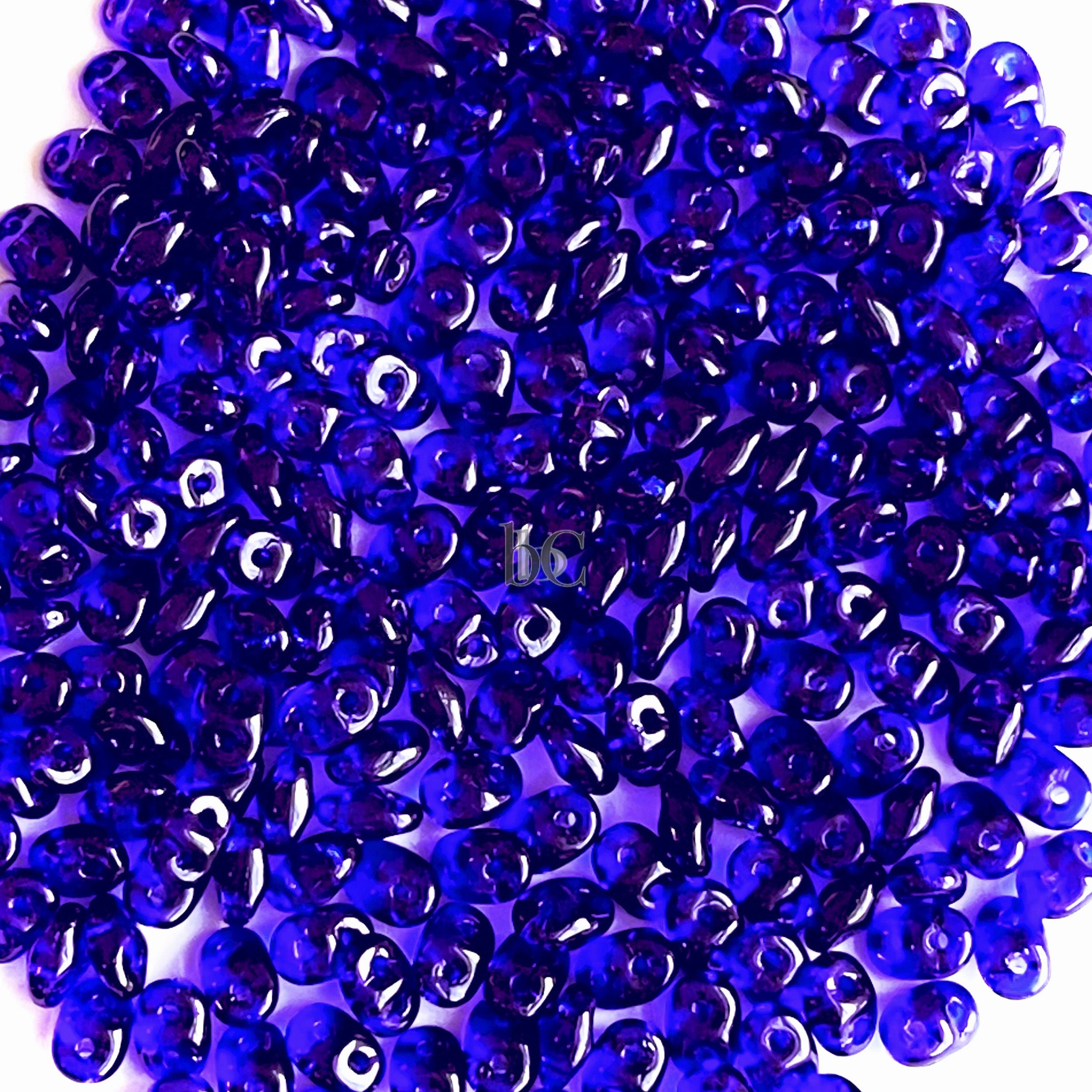 20g Czech SuperDuo 2 hole beads - Transparent COBALT / Dark Sapphire Blue ** 2.5x5mm