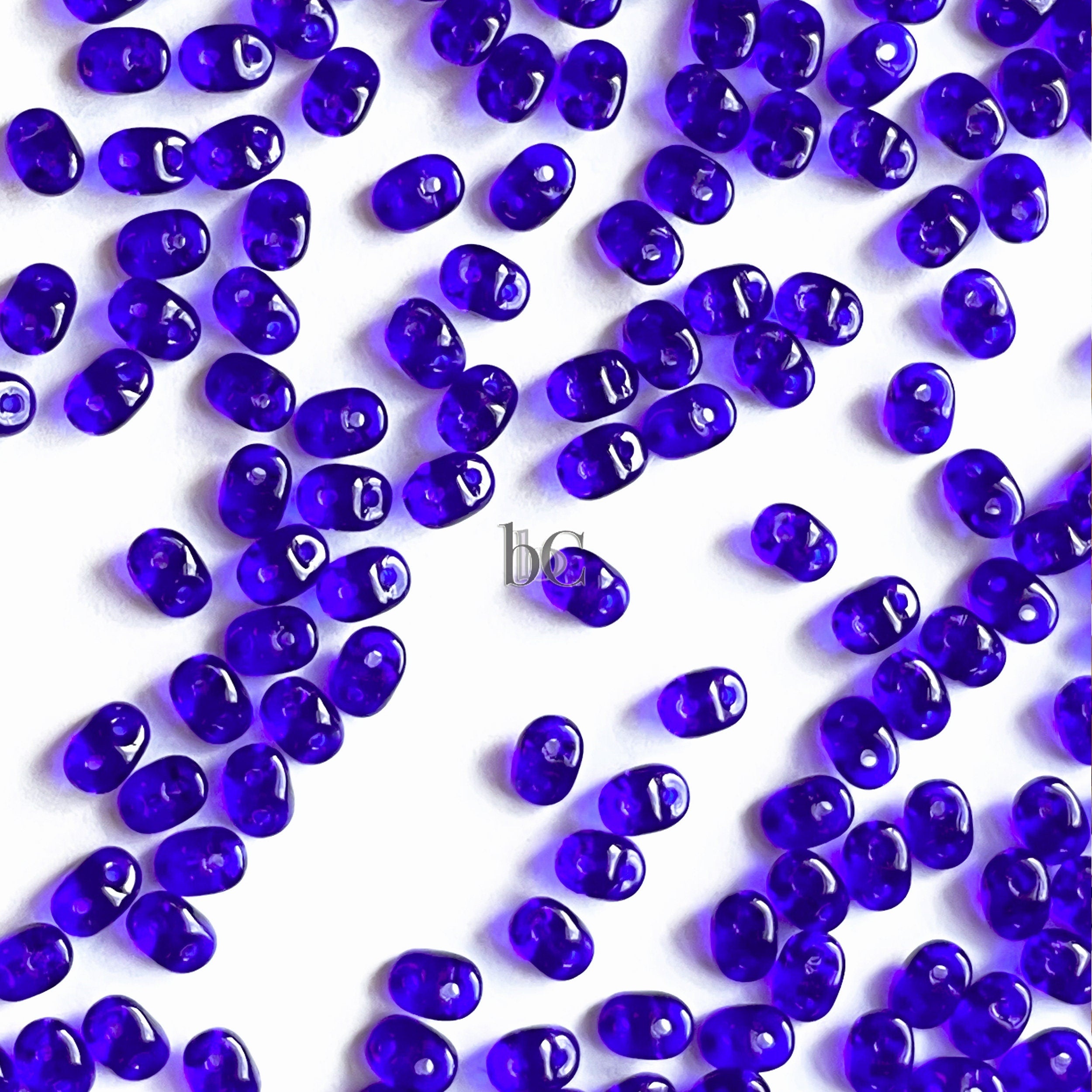 20g Czech SuperDuo 2 hole beads - Transparent COBALT / Dark Sapphire Blue ** 2.5x5mm