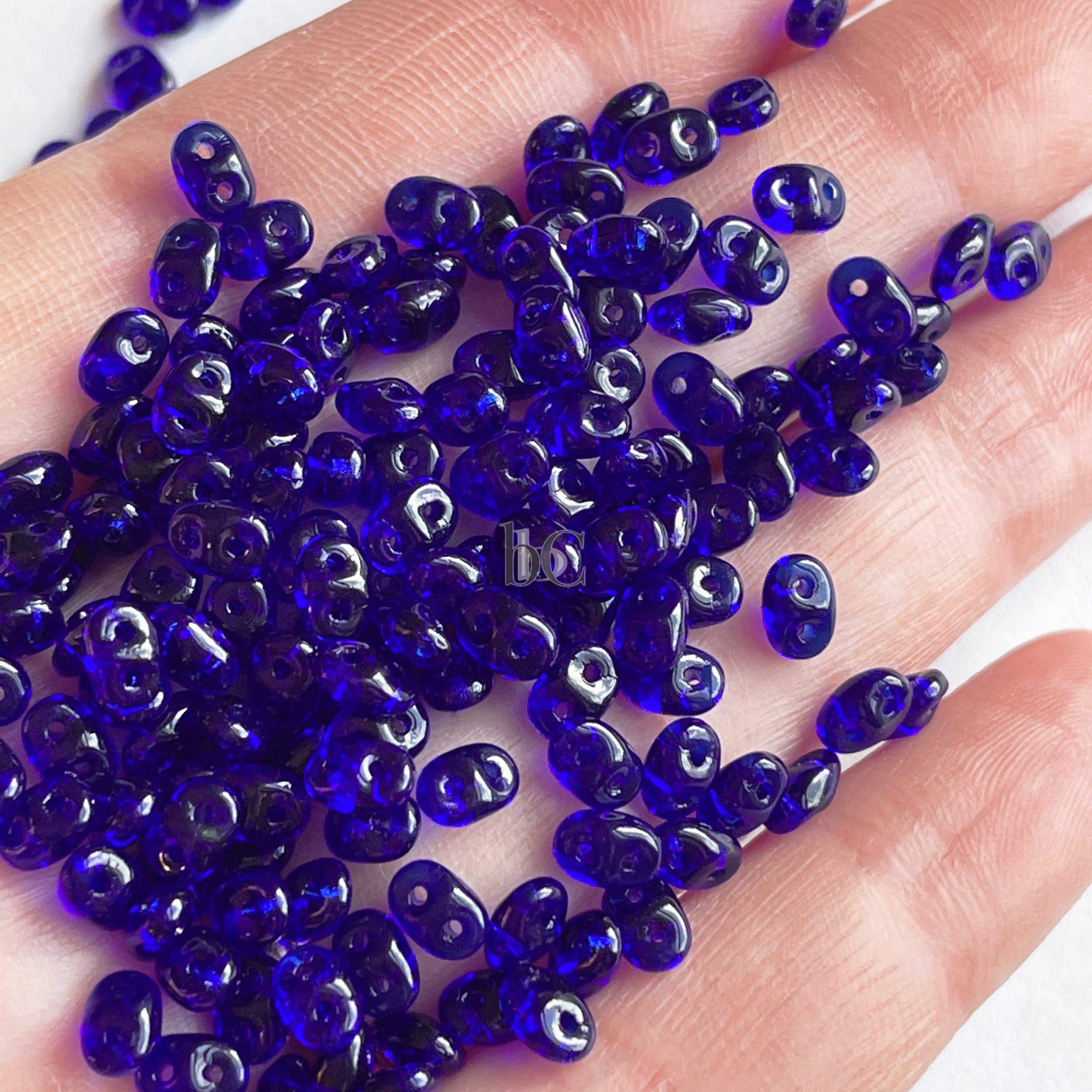 20g Czech SuperDuo 2 hole beads - Transparent COBALT / Dark Sapphire Blue ** 2.5x5mm