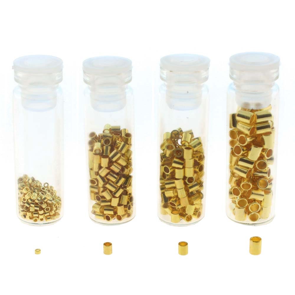 Beadsmith Gold Plated Crimp Tubes Variety Pack, 4 Sizes (600 PCS)