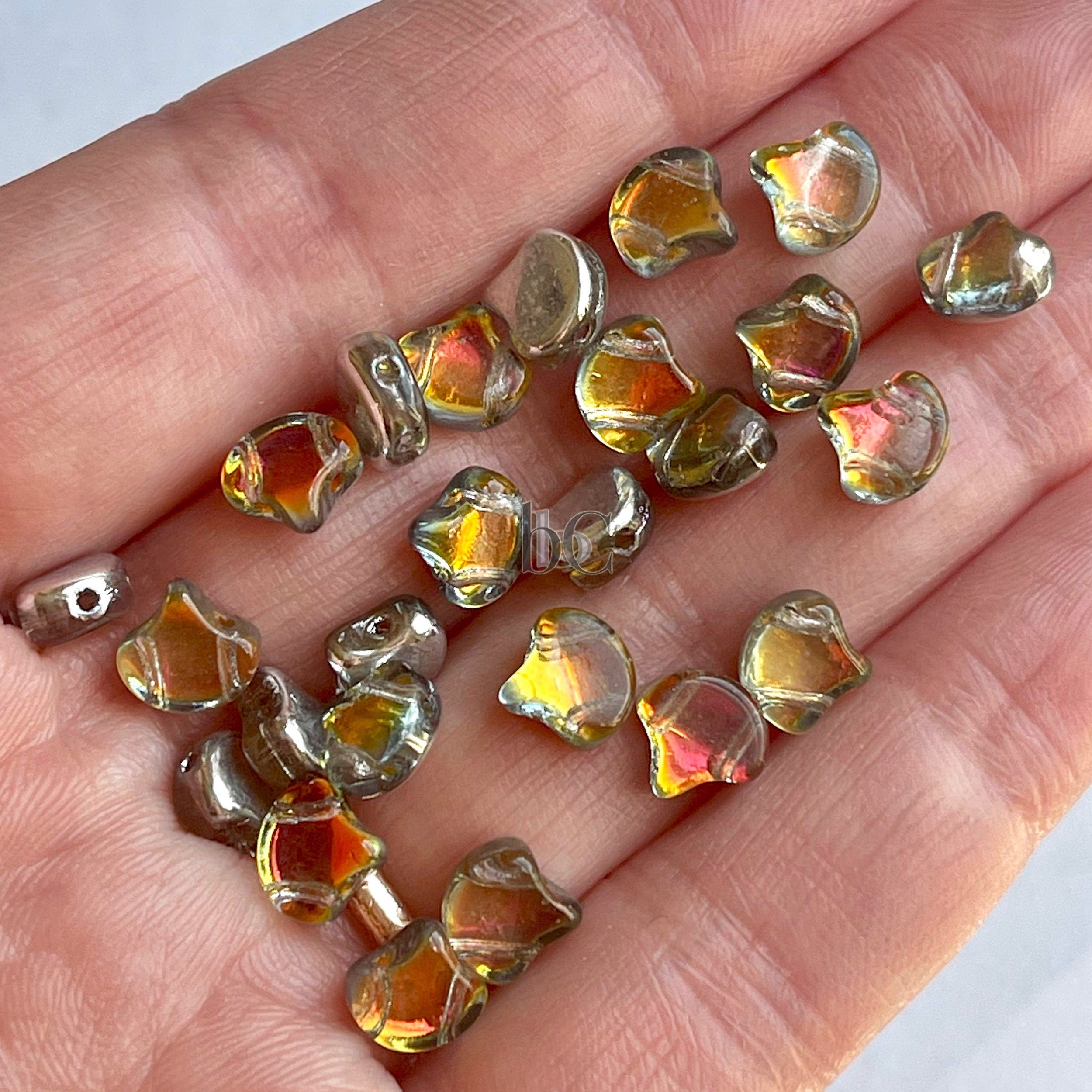 30pcs Czech 2-hole GINKO beads - Ginko Duo - BACKLIT TEQUILA * Ginko bead - 7.5x7.5mm