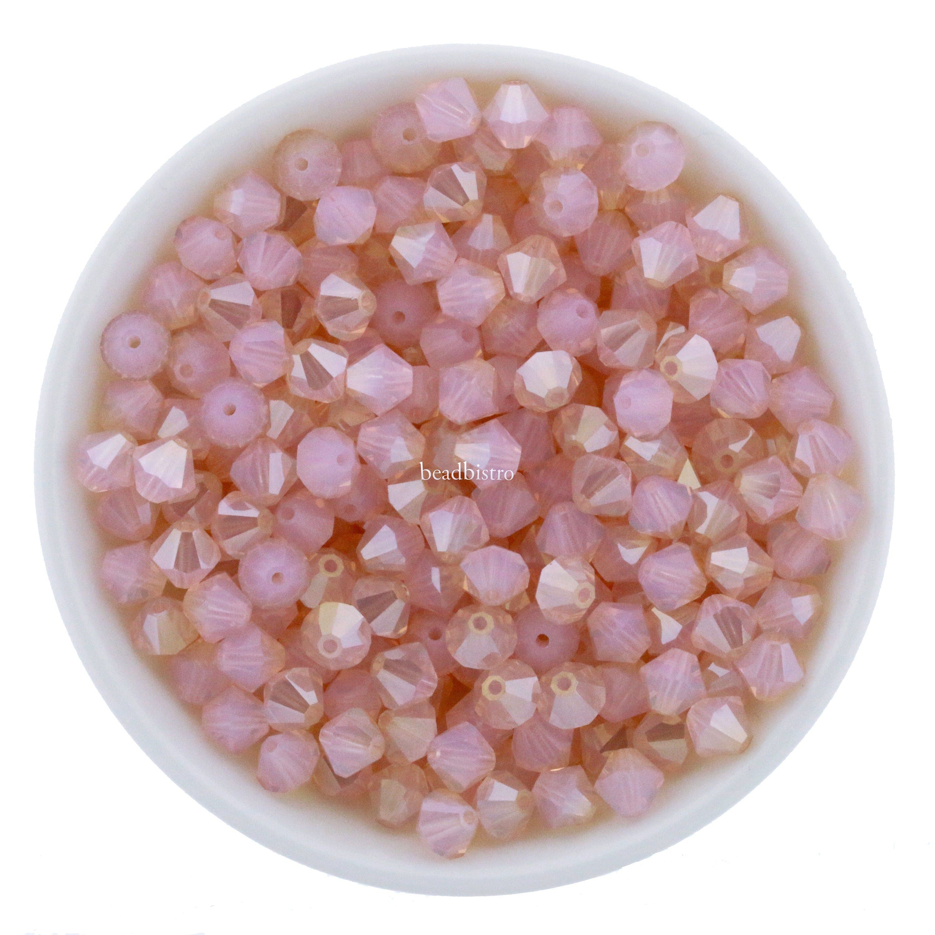 Preciosa Bicones Rose Opal Champagne 3mm, 4mm, 6mm Crystal Bicones