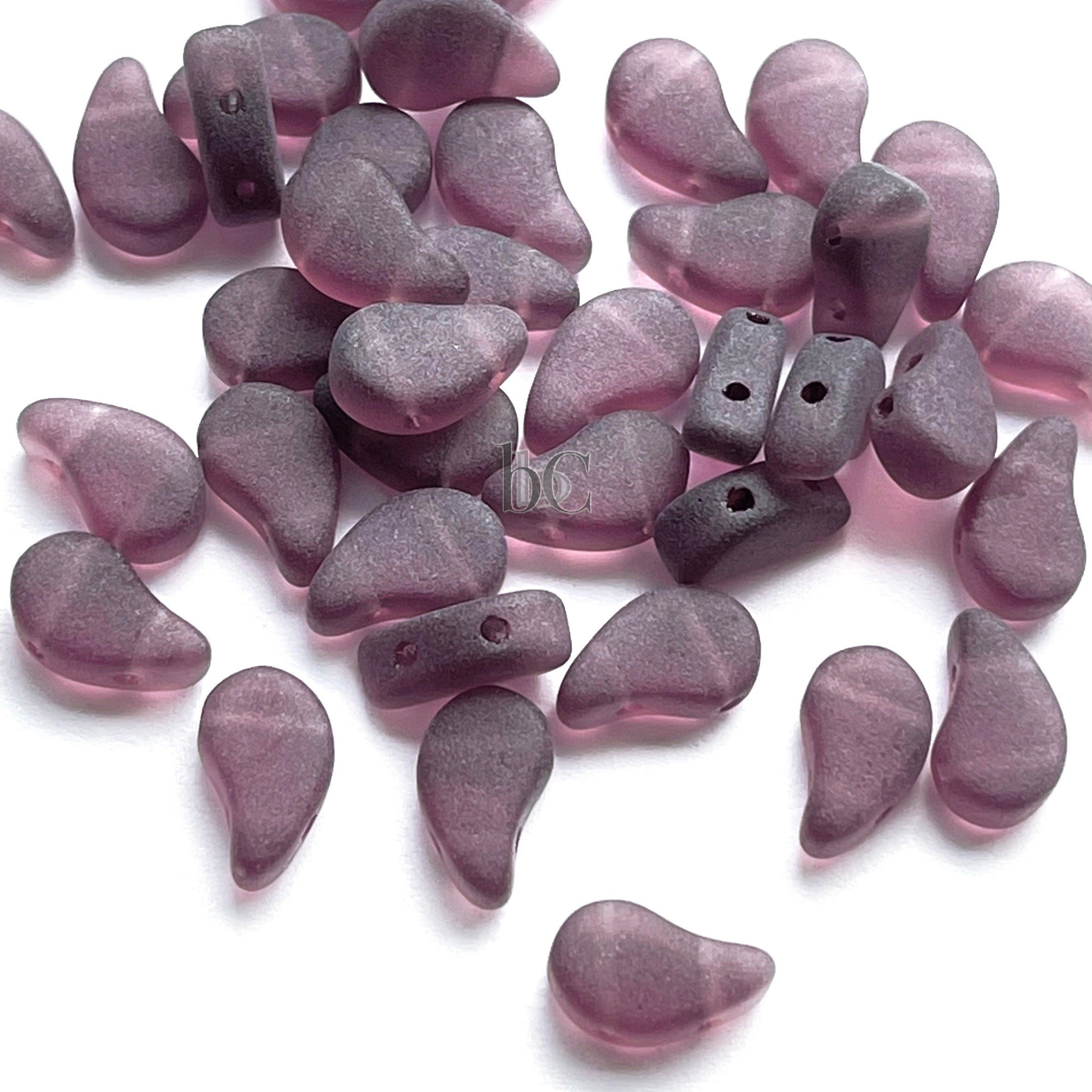 40pcs Czech PAISLEYDUO beads - 2 hole beads - Amethyst MATTE - Paisley Duo bead - 5x8mm