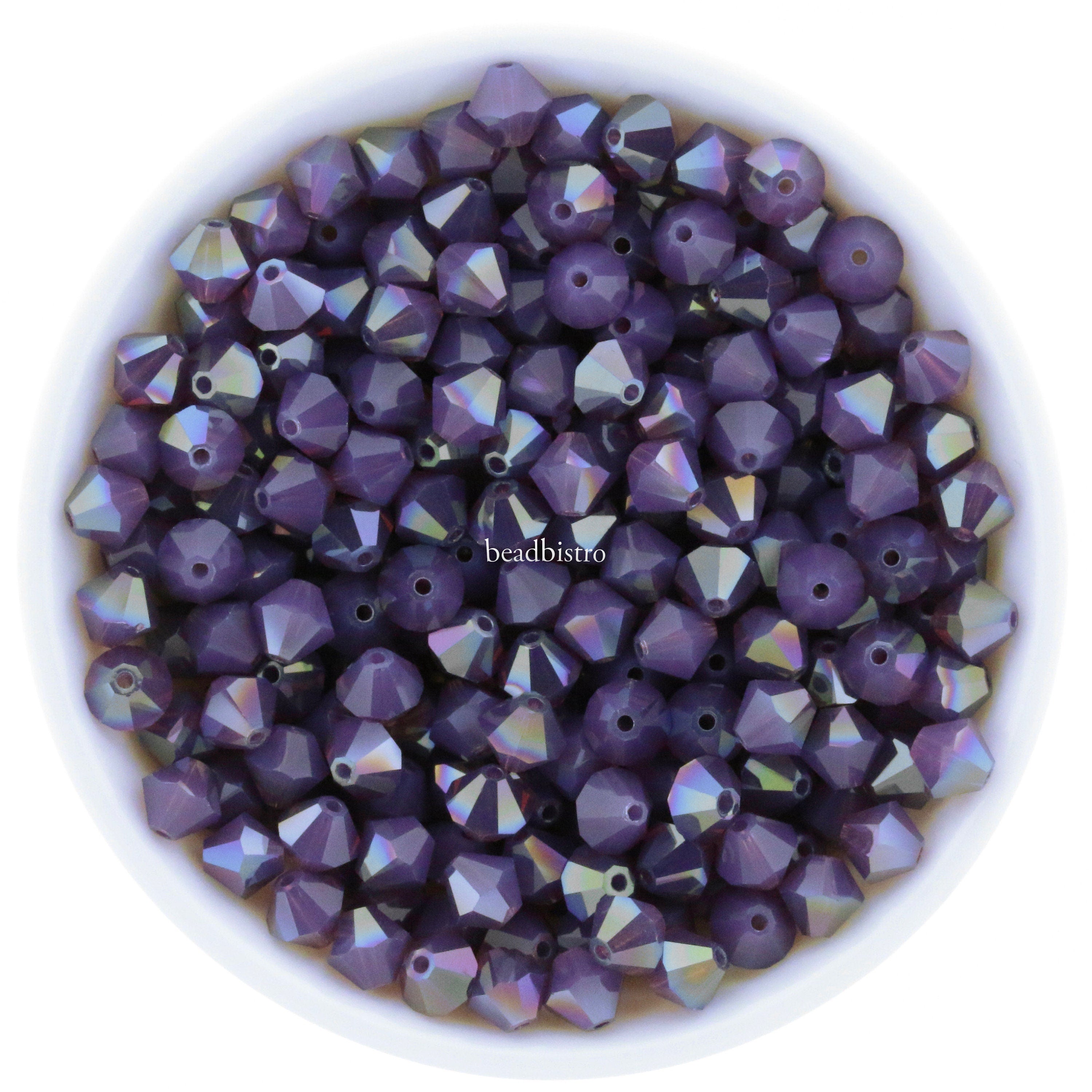 Preciosa Bicones Amethyst Opal Champagne 3mm, 4mm, 6mm Crystal Bicones