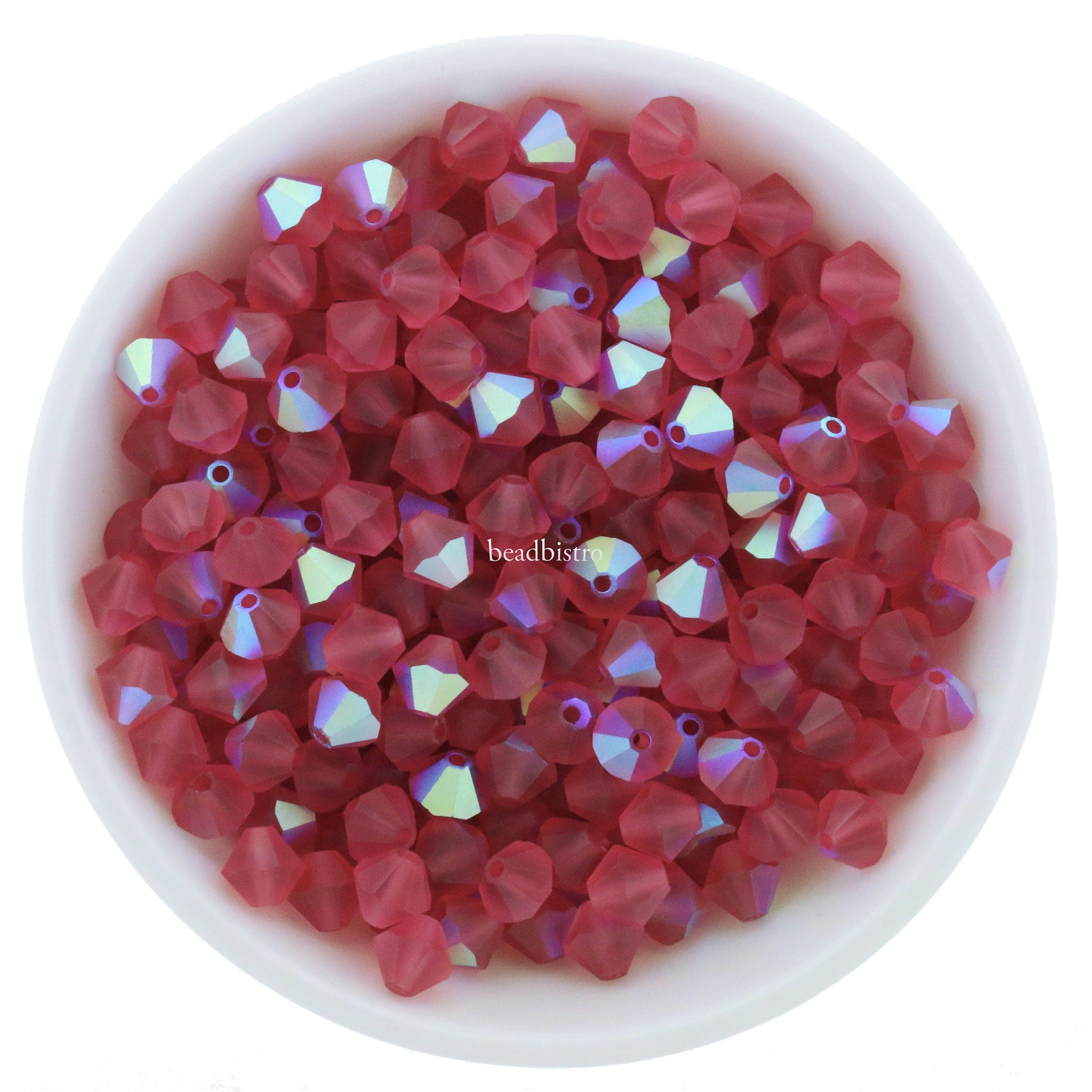 Preciosa Bicones Indian Pink AB Matte 3mm, 4mm, 6mm Crystal Bicones