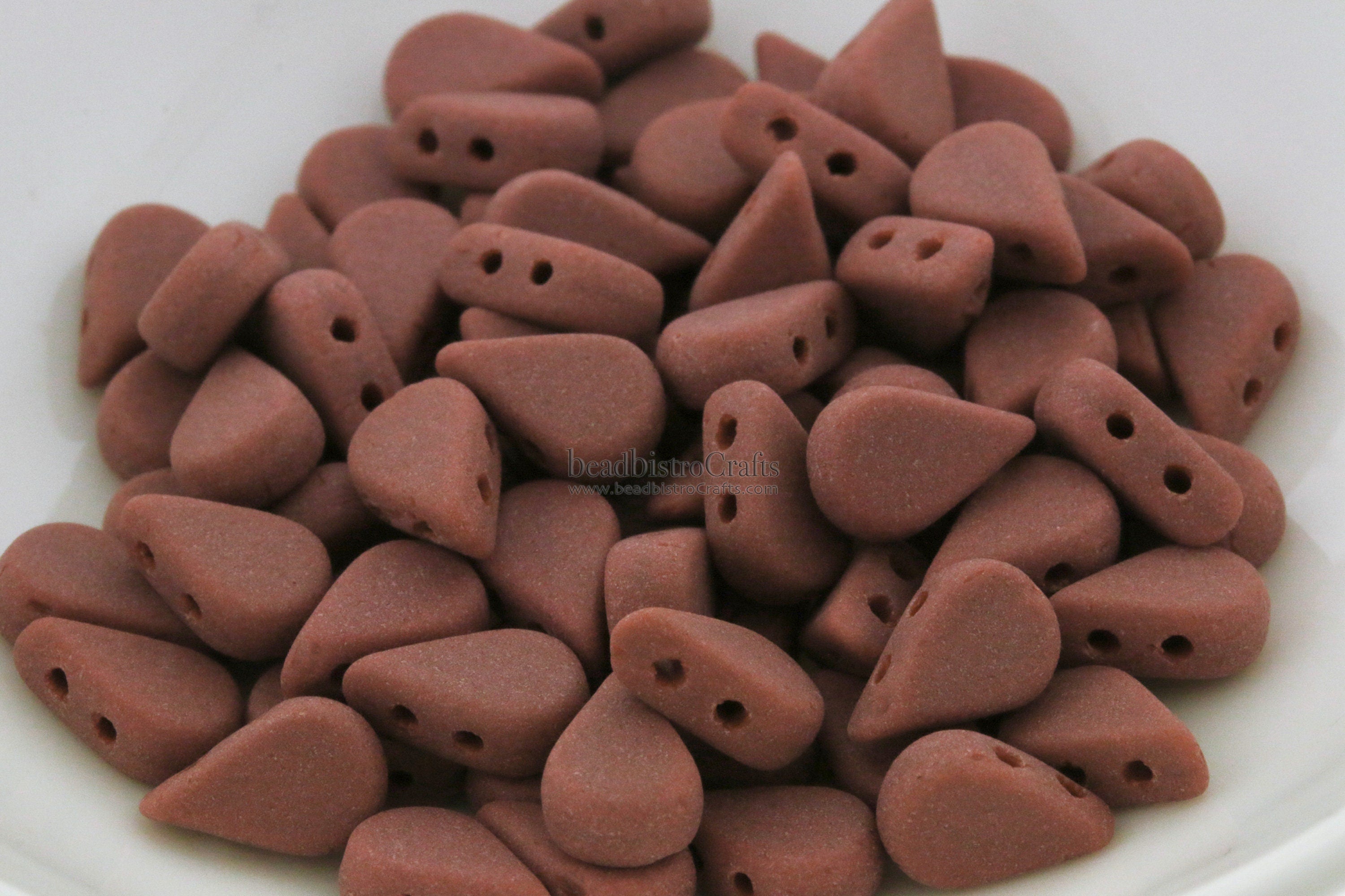 30pcs Czech AMOS® Par Puca® beads - 2 hole beads - Opaque Chocolate MATTE - 5x8mm - drop beads