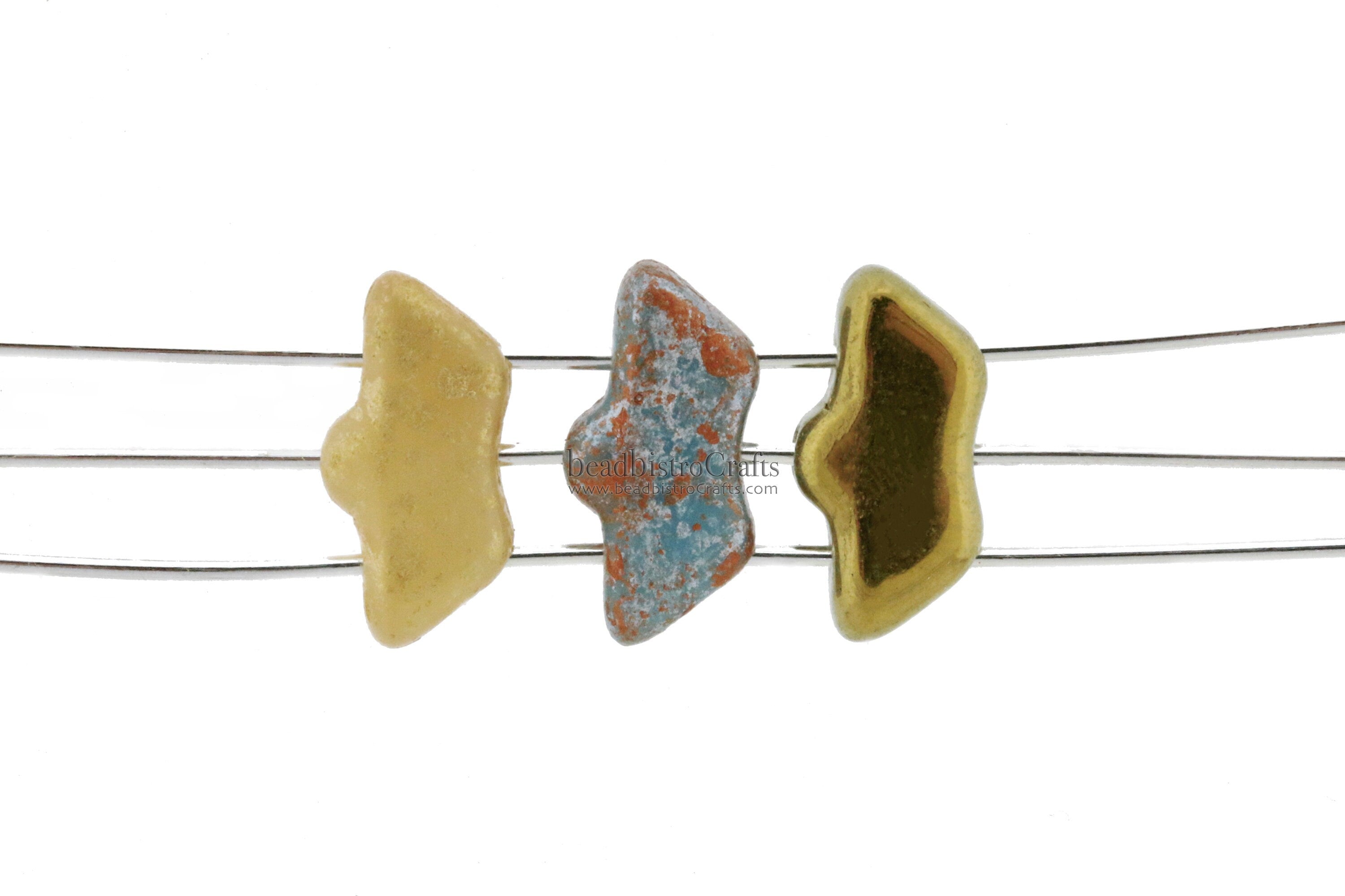 20pcs Czech DELOS® Par Puca® beads - 3 hole beads - Full DORADO - 6x11mm