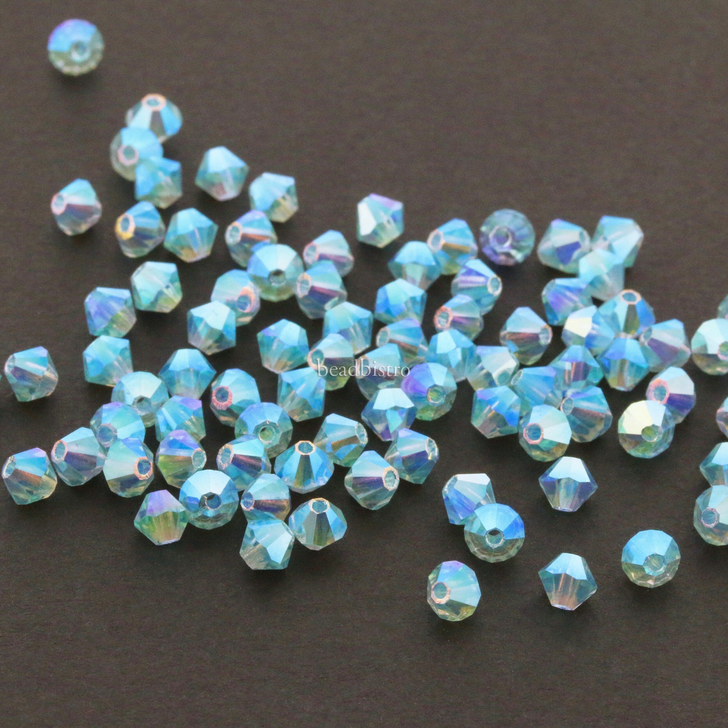 Preciosa Bicones Aqua Bohemica AB2X 3mm, 4mm, 6mm Crystal Bicones