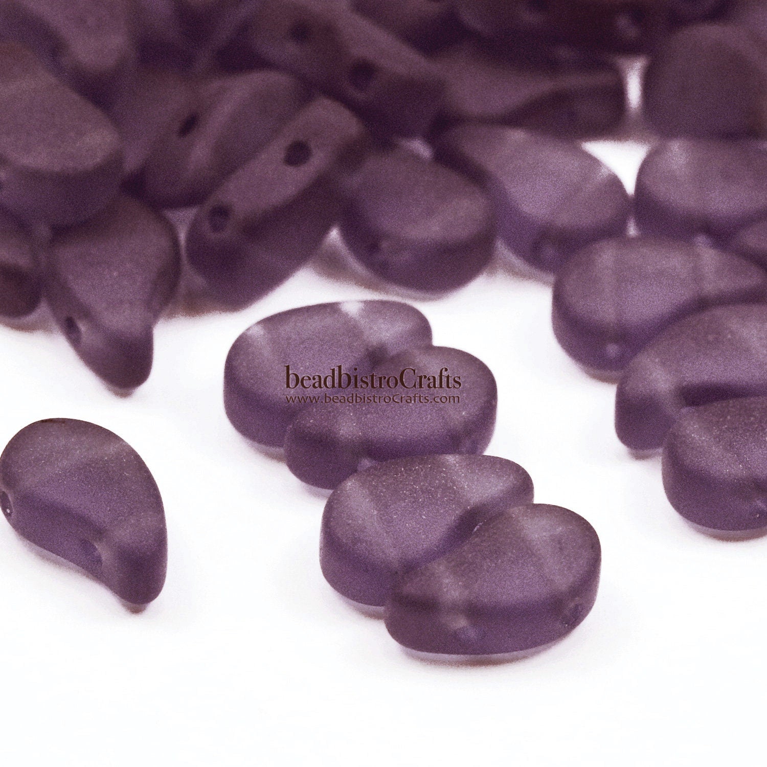 40pcs Czech PAISLEYDUO beads - 2 hole beads - Amethyst MATTE - Paisley Duo bead - 5x8mm