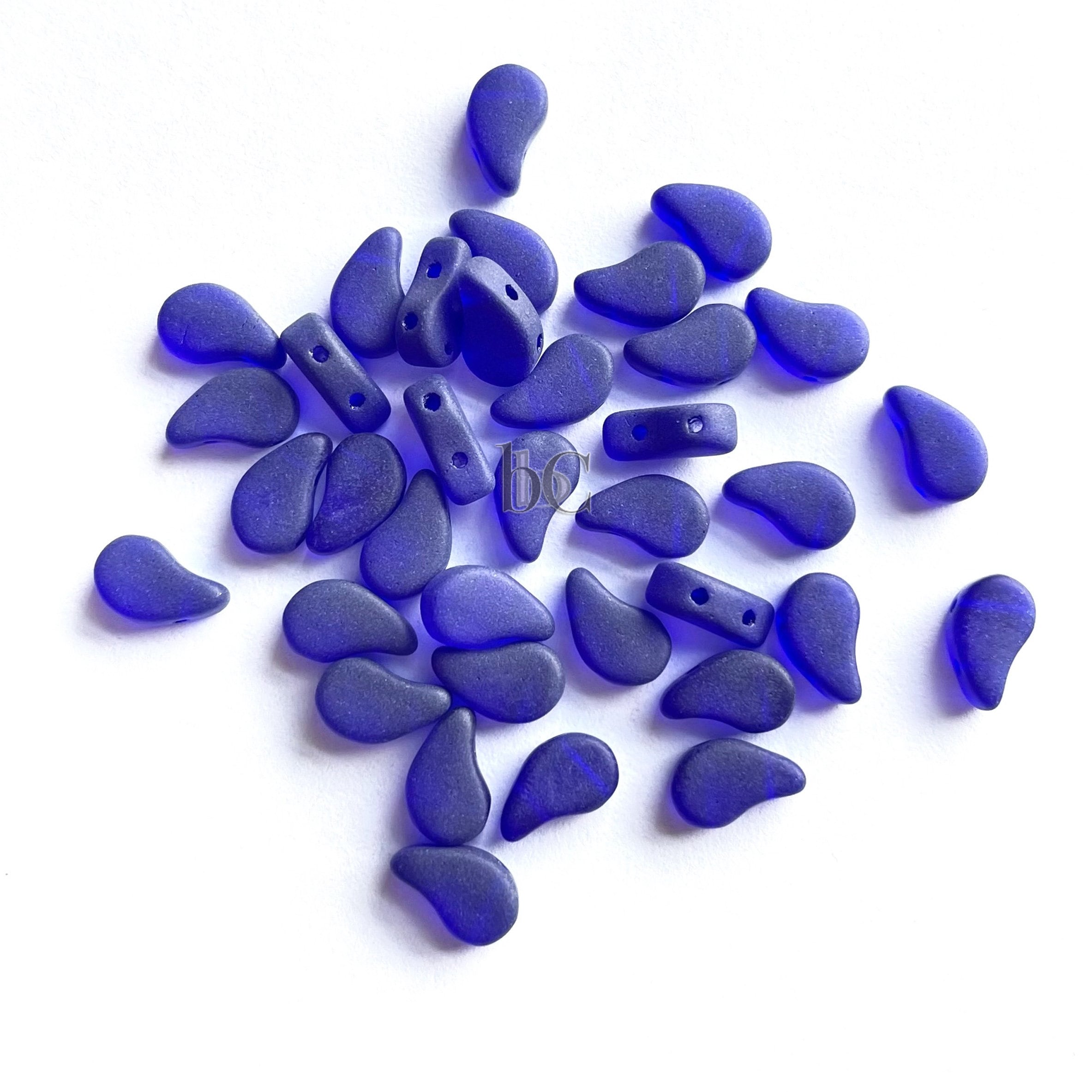 40pcs Czech PAISLEYDUO beads - 2 hole beads - Cobalt MATTE - Paisley Duo bead - 5x8mm