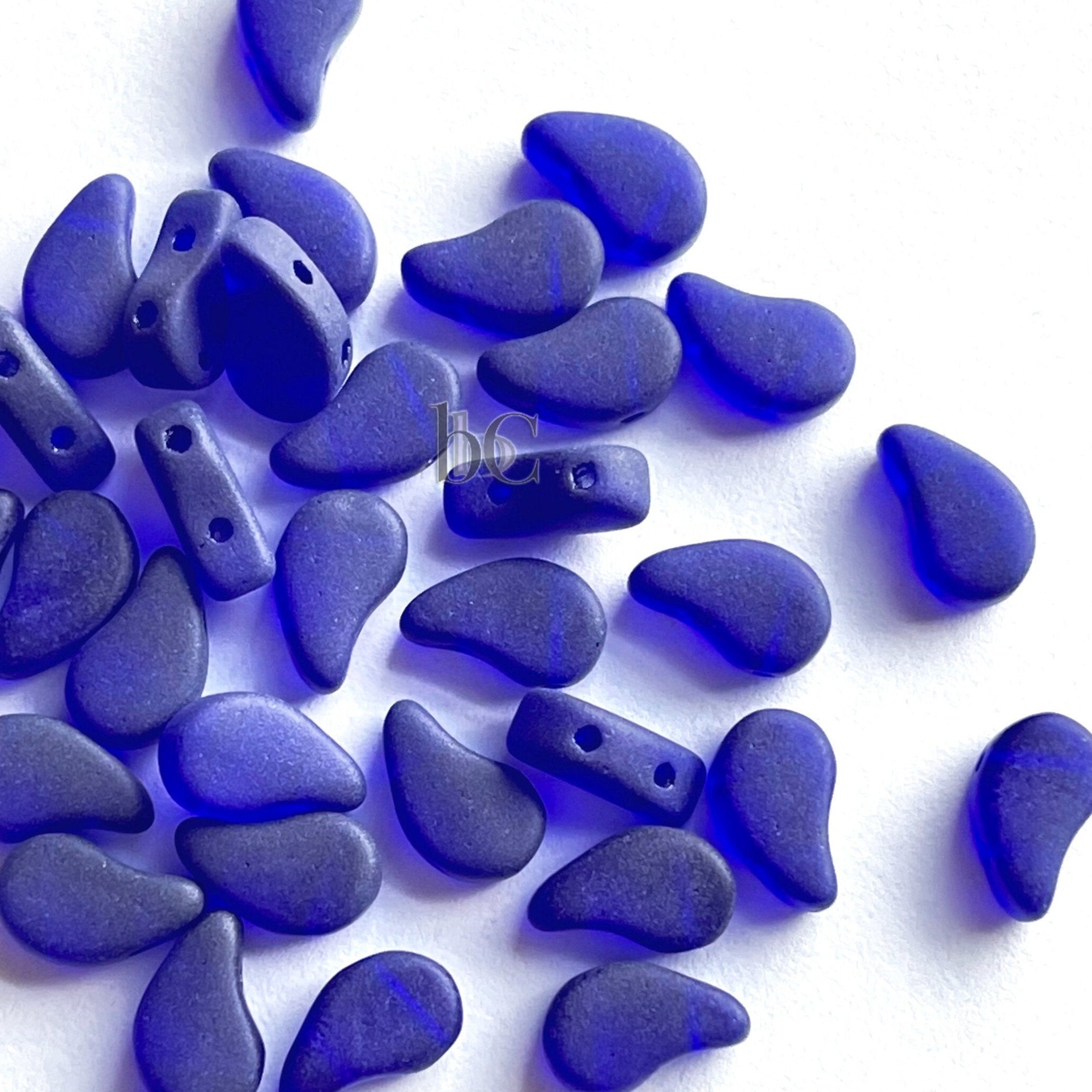 40pcs Czech PAISLEYDUO beads - 2 hole beads - Cobalt MATTE - Paisley Duo bead - 5x8mm