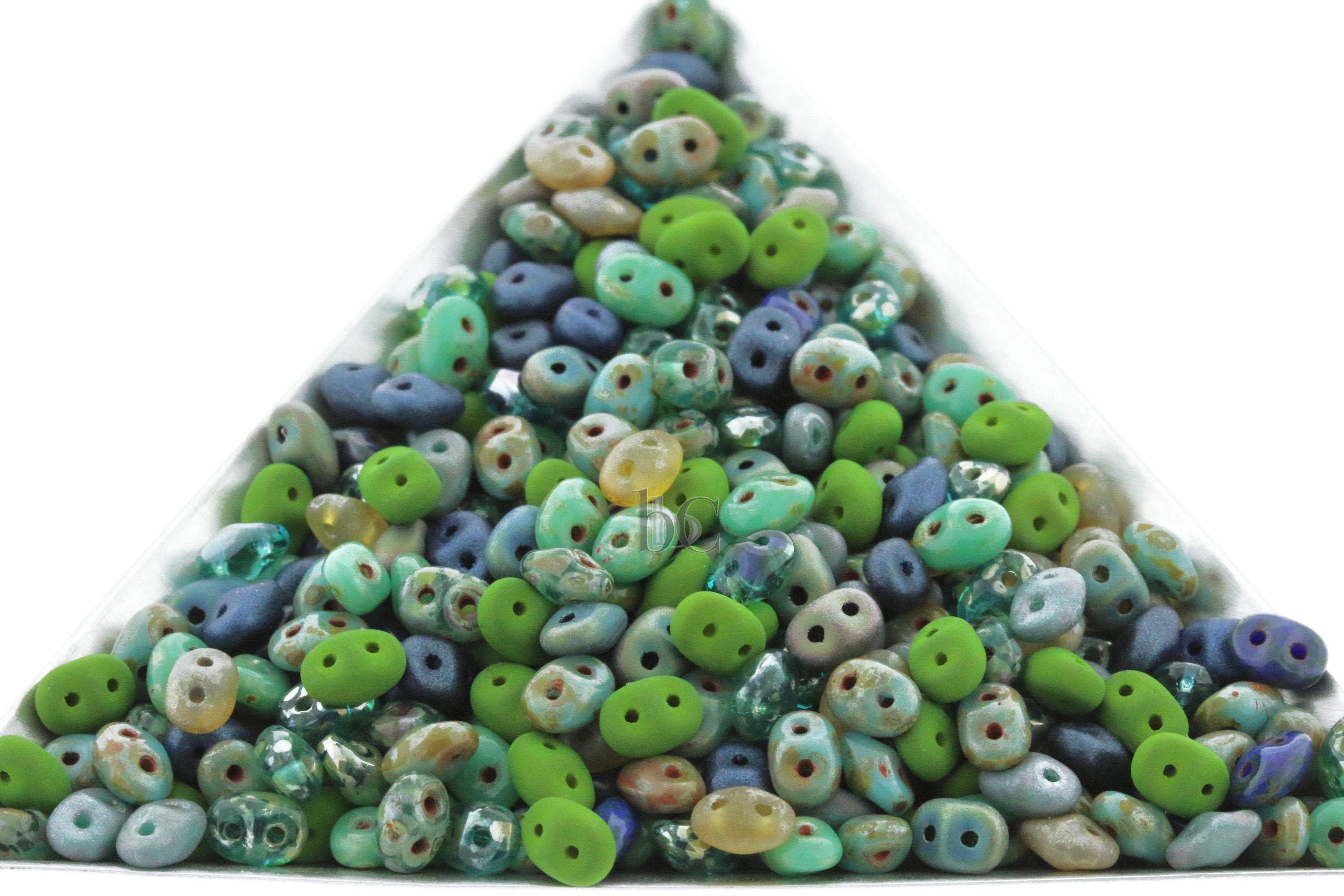 20g Czech SuperDuo 2 hole beads - Spring LAKE & Velvet LAUREL Green MIX * / Custom mix 2.5x5mm