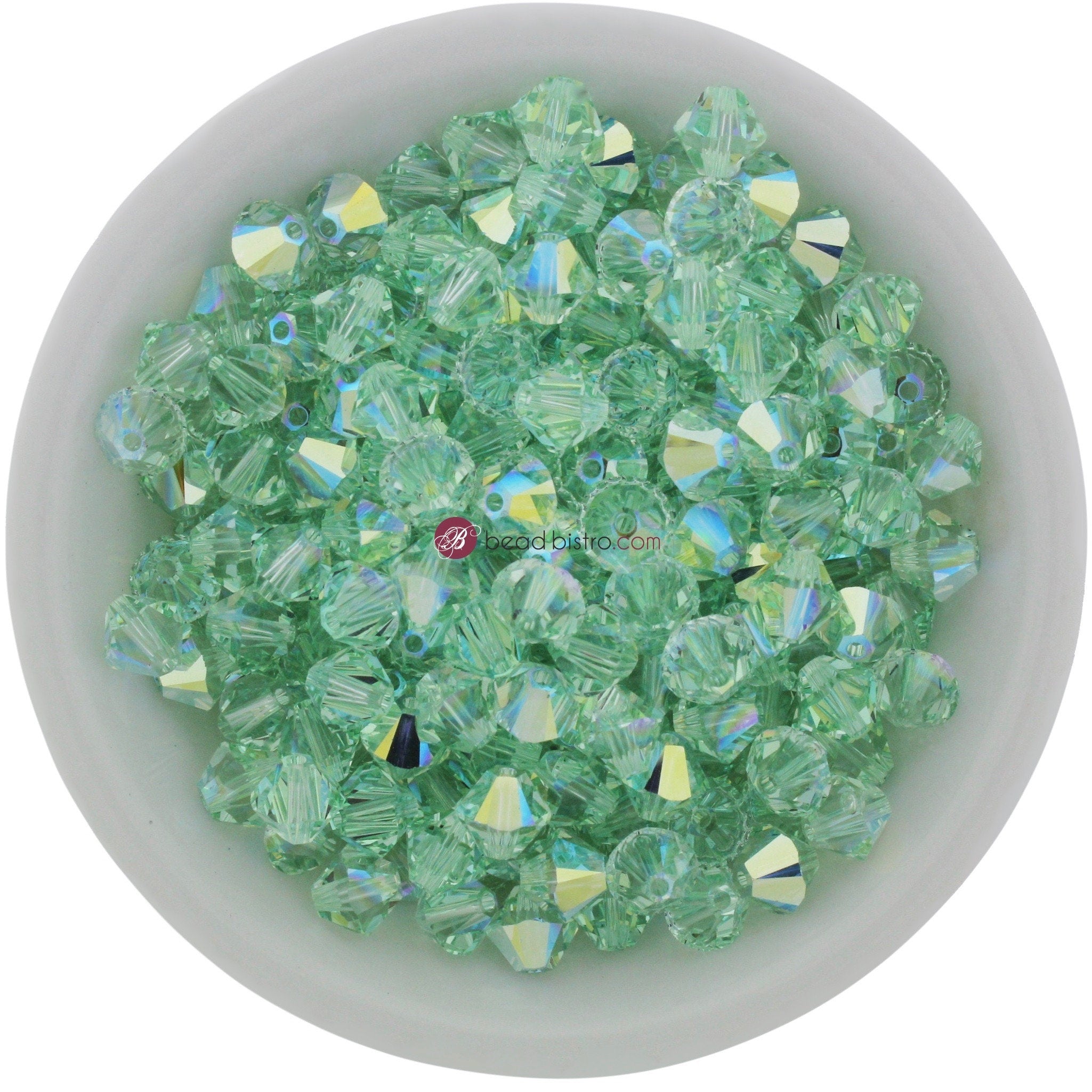 Preciosa Bicones Chrysolite AB 3mm, 4mm, 6mm Crystal Bicones