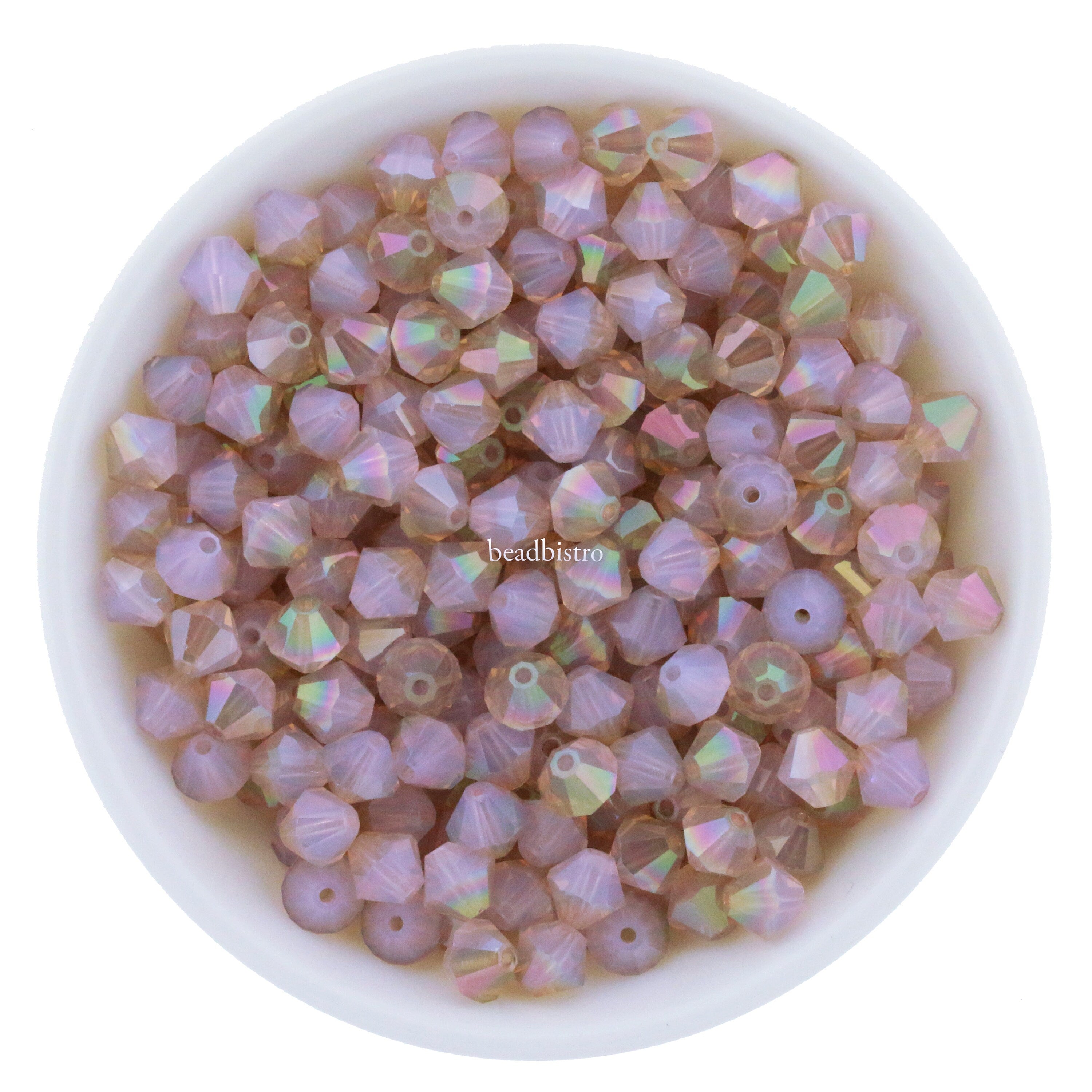 Preciosa Bicones Rose Opal Purple Haze 3mm, 4mm, 6mm Crystal Bicones