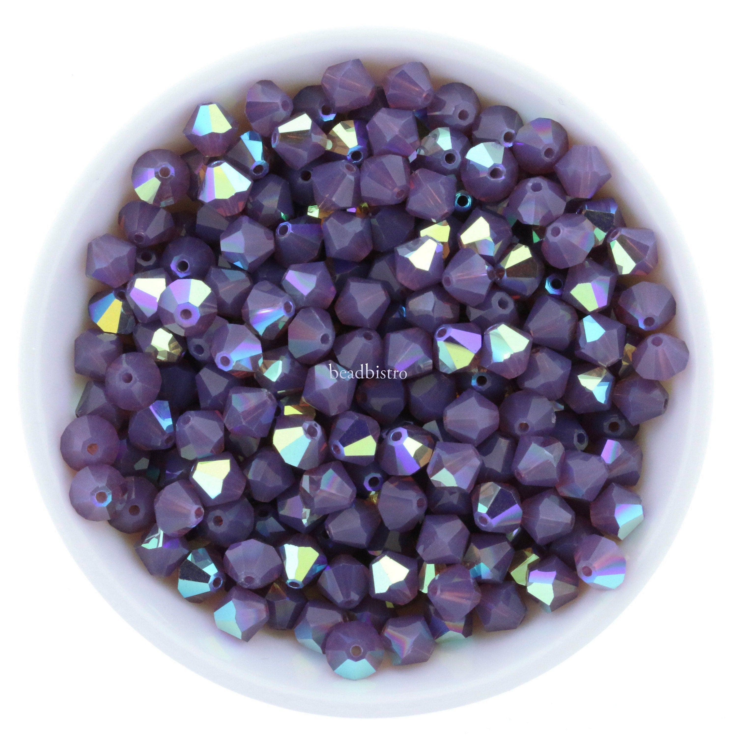 Preciosa Bicones Amethyst Opal AB 3mm, 4mm, 6mm Crystal Bicones