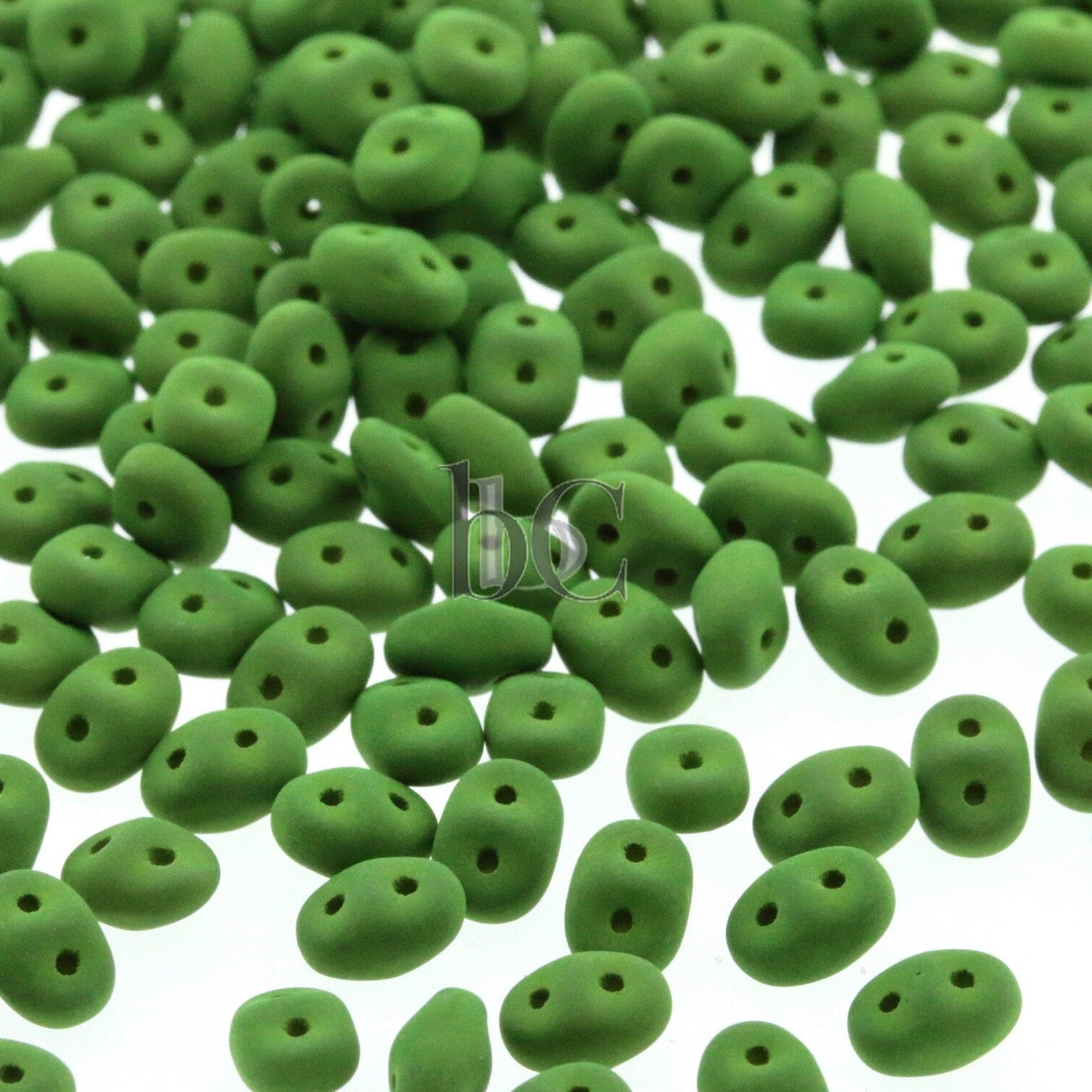 20g Czech SuperDuo 2 hole beads * NEW Color *  MATTE VELVET Lizard Green 2.5x5mm