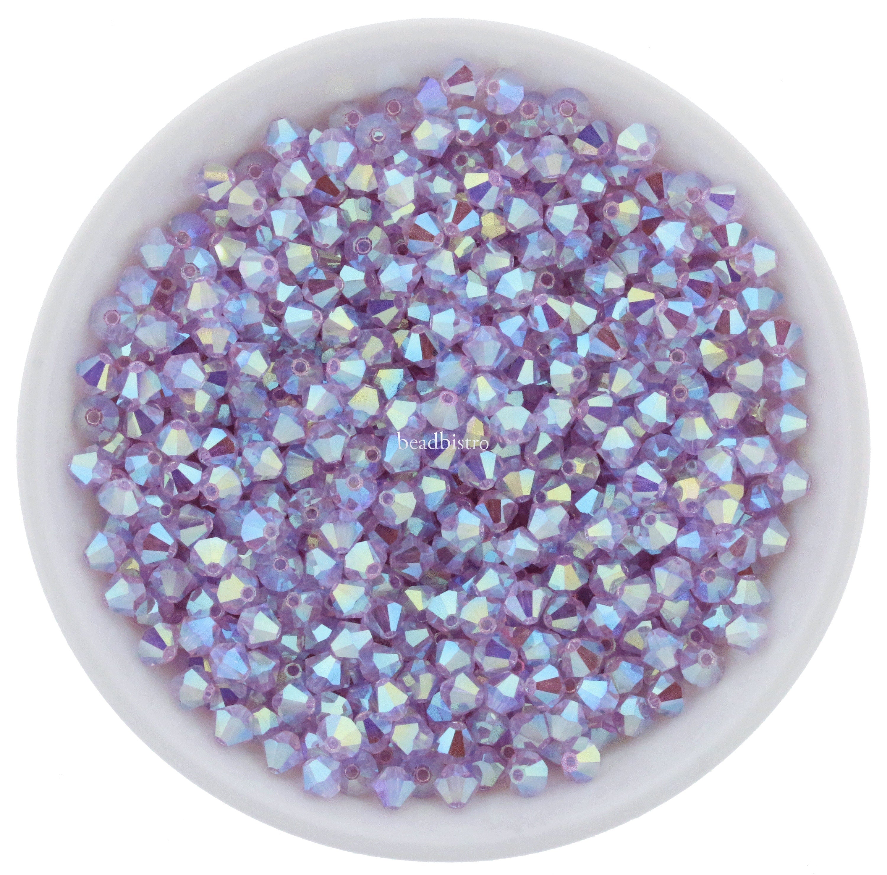 Preciosa Bicones Violet AB2X 3mm, 4mm, 6mm Crystal Bicones