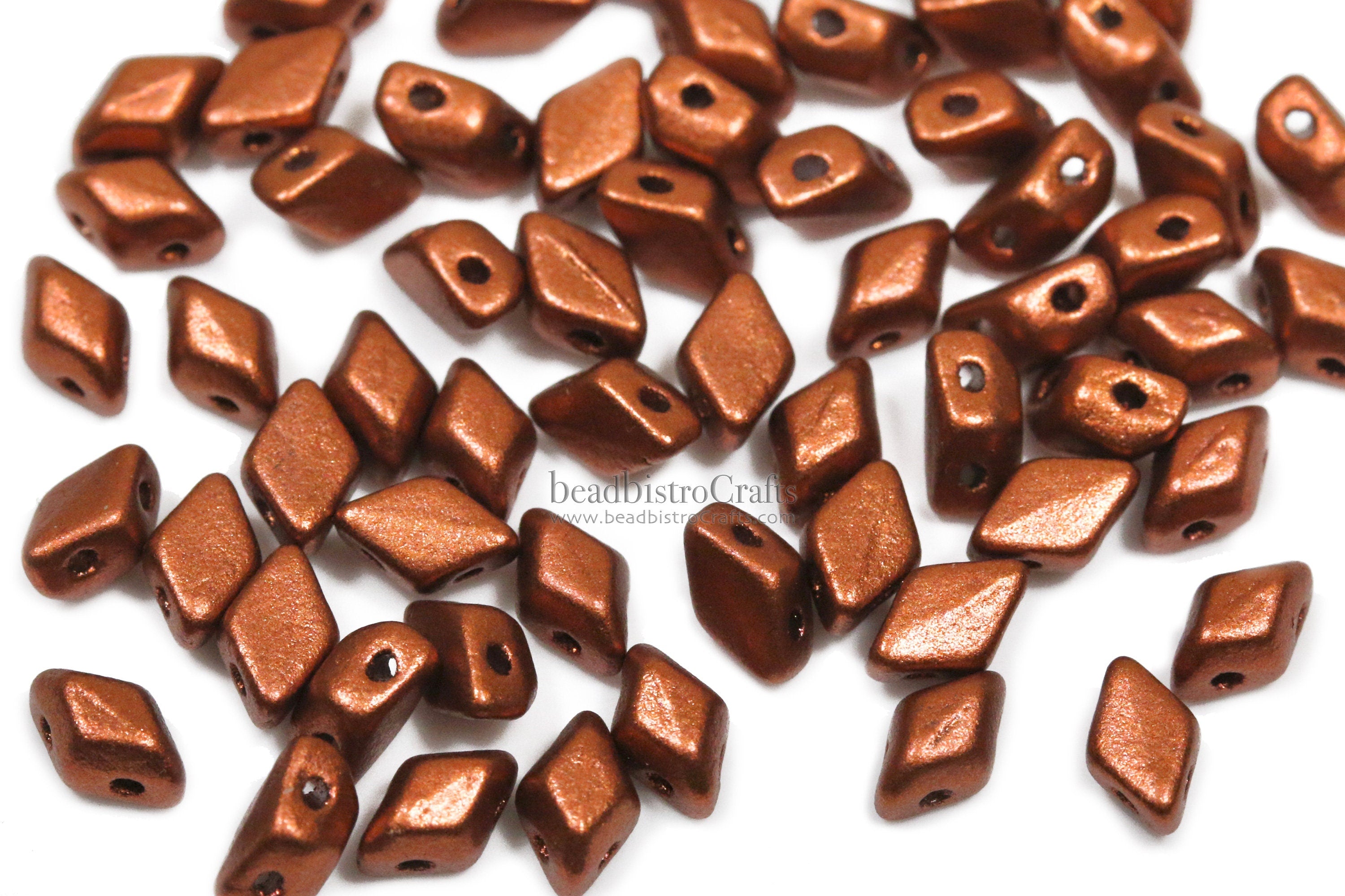 120pcs Czech MINI GemDuo beads - 2 hole beads - Crystal Bronze FIRE RED - 6x4mm