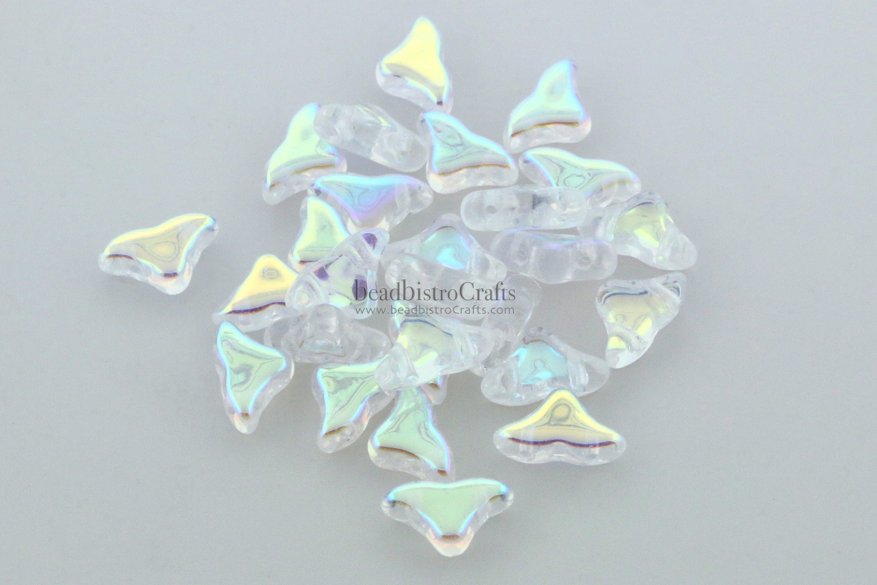 30pcs Czech HELIOS® Par Puca® beads - 2 hole beads - Crystal AB - 6x10mm