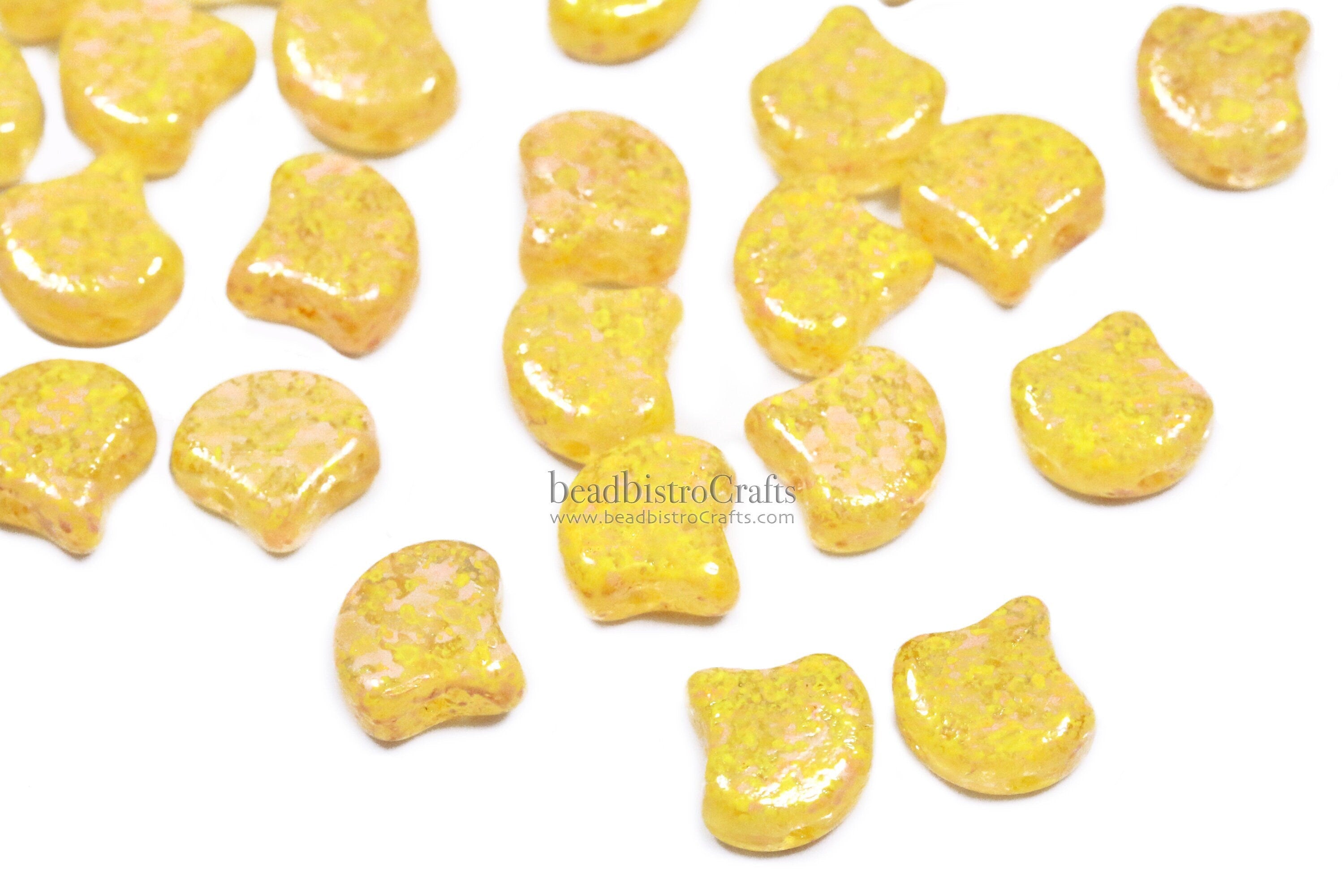 40pcs Czech 2-hole GINKO beads - Ginko Duo - Crystal CONFETTI Splash PINK Lemonade * New Ginko bead Color *  7.5x7.5mm