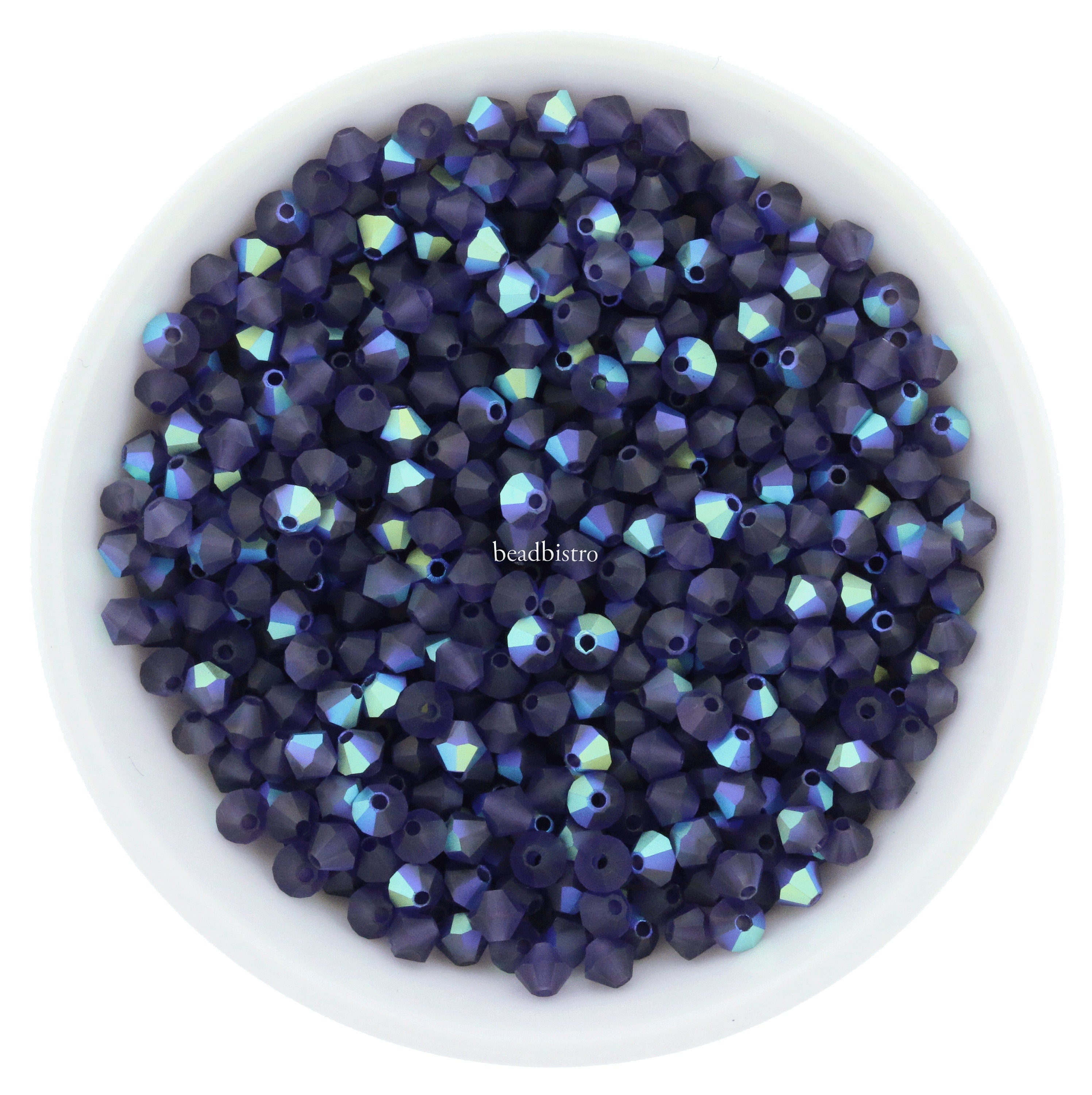 Preciosa Bicones Deep Tanzanite AB Matte 3mm, 4mm, 6mm Crystal Bicones