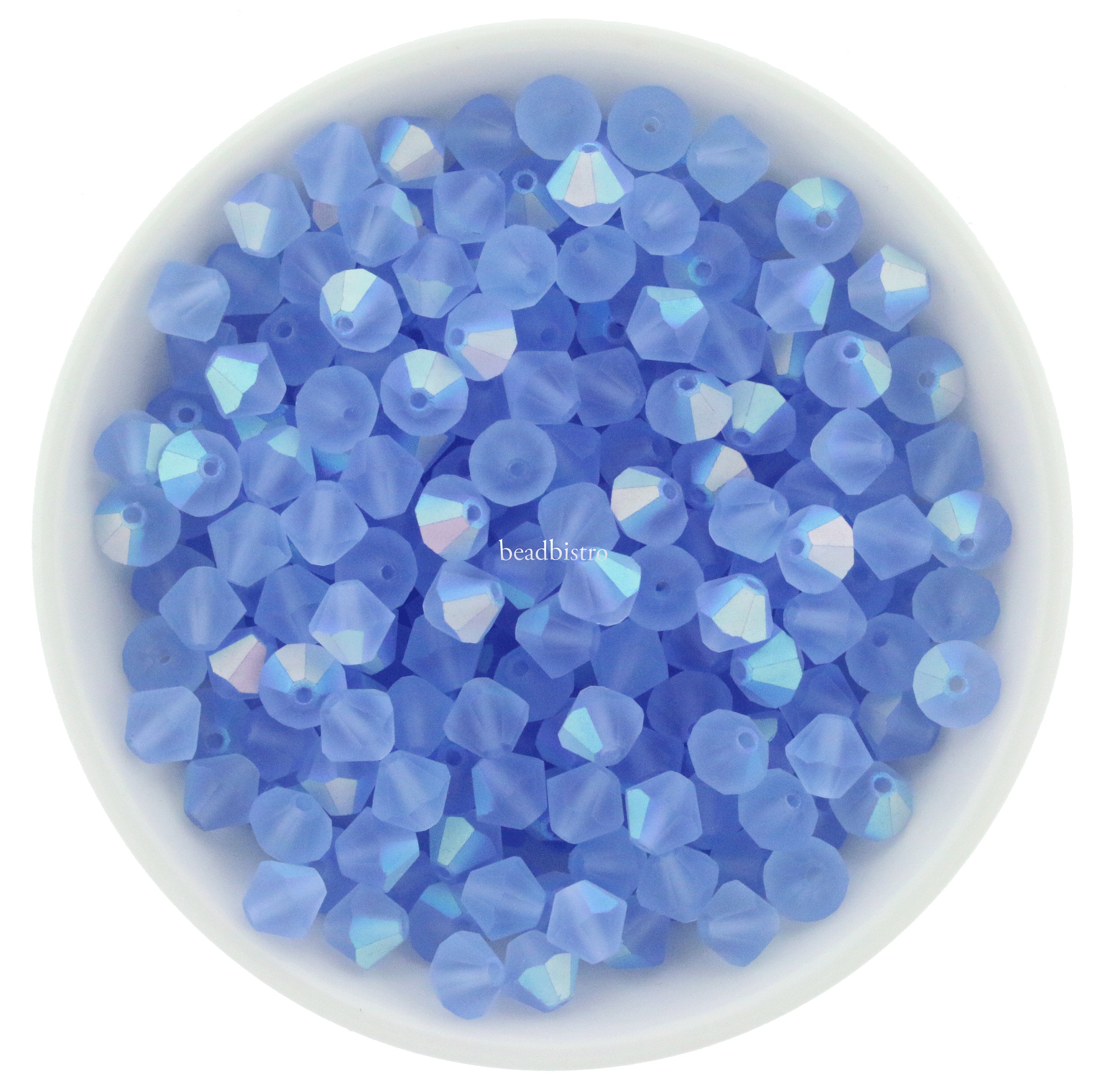 Preciosa Bicones Light Sapphire AB Matte 3mm, 4mm, 6mm Crystal Bicones