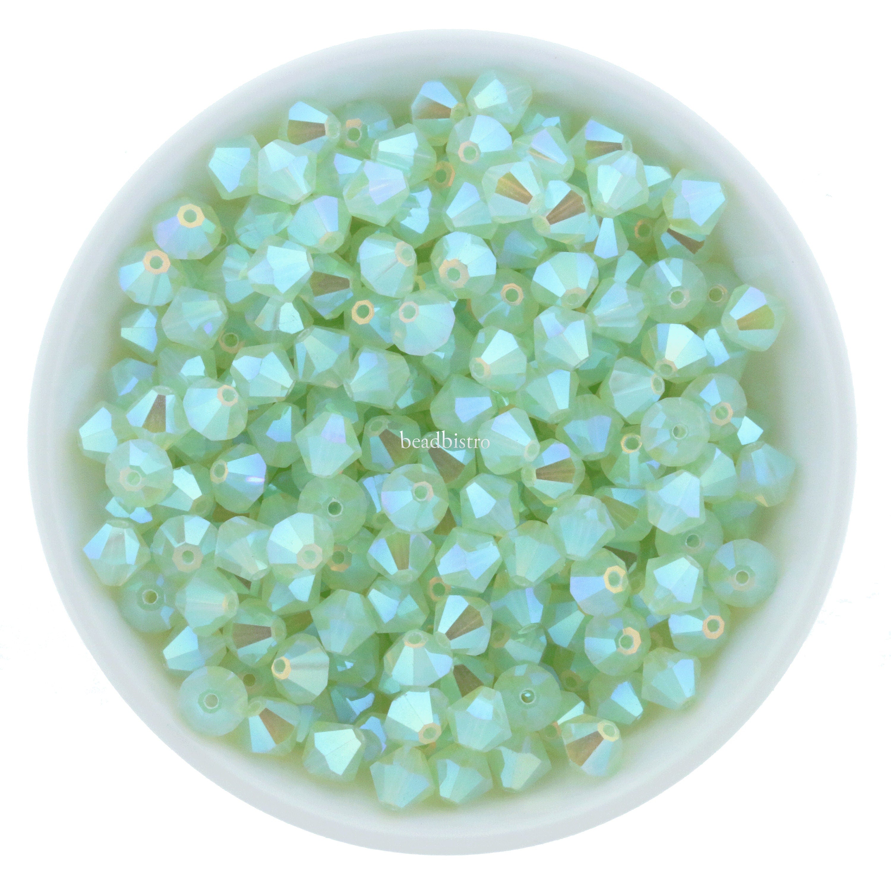 Preciosa Bicones Chrysolite Opal AB2X 3mm, 4mm, 6mm Crystal Bicones