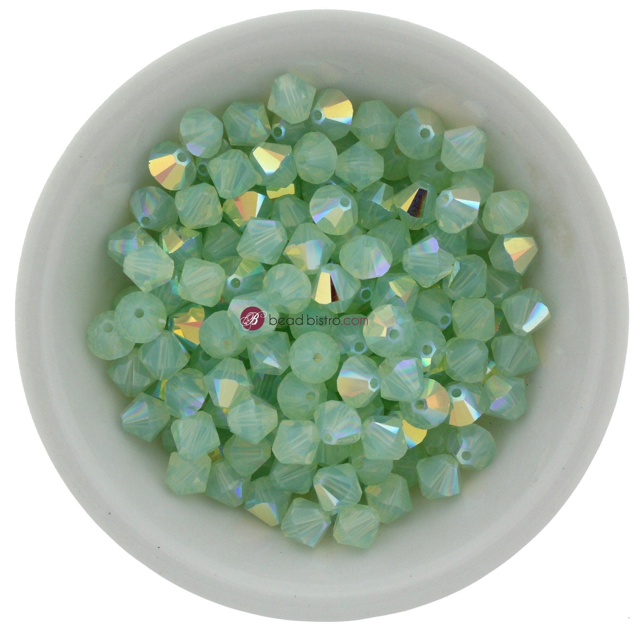 Preciosa Bicones Chrysolite Opal AB 3mm, 4mm, 6mm Crystal Bicones