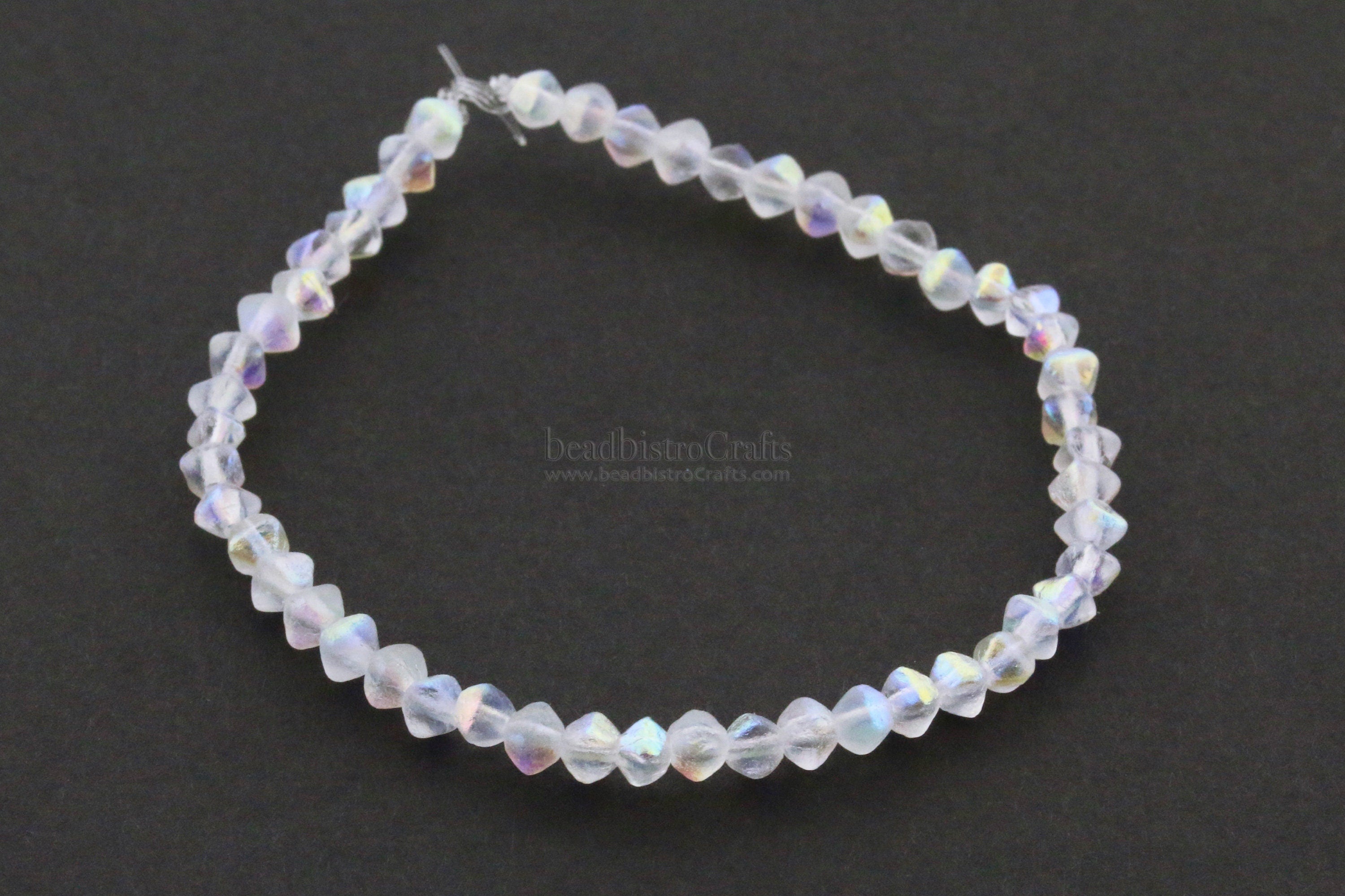 4x4mm Czech glass MINI Bicones - 50pc or 200pc - pressed glass bead * ETCHED Crystal Full AB - 4mm beads