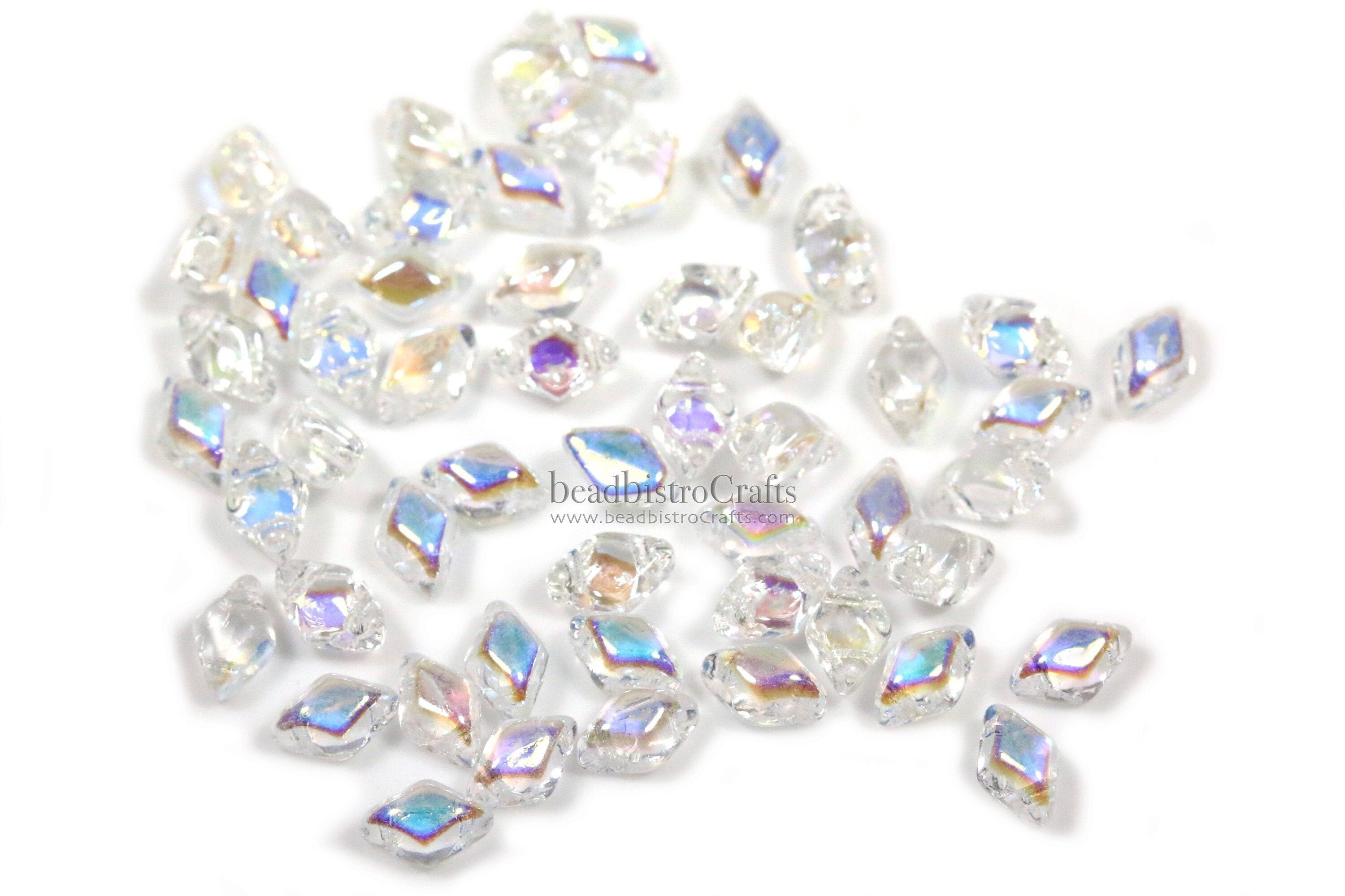 120pcs Czech MINI GemDuo beads - 2 hole beads - Crystal AB - 6x4mm