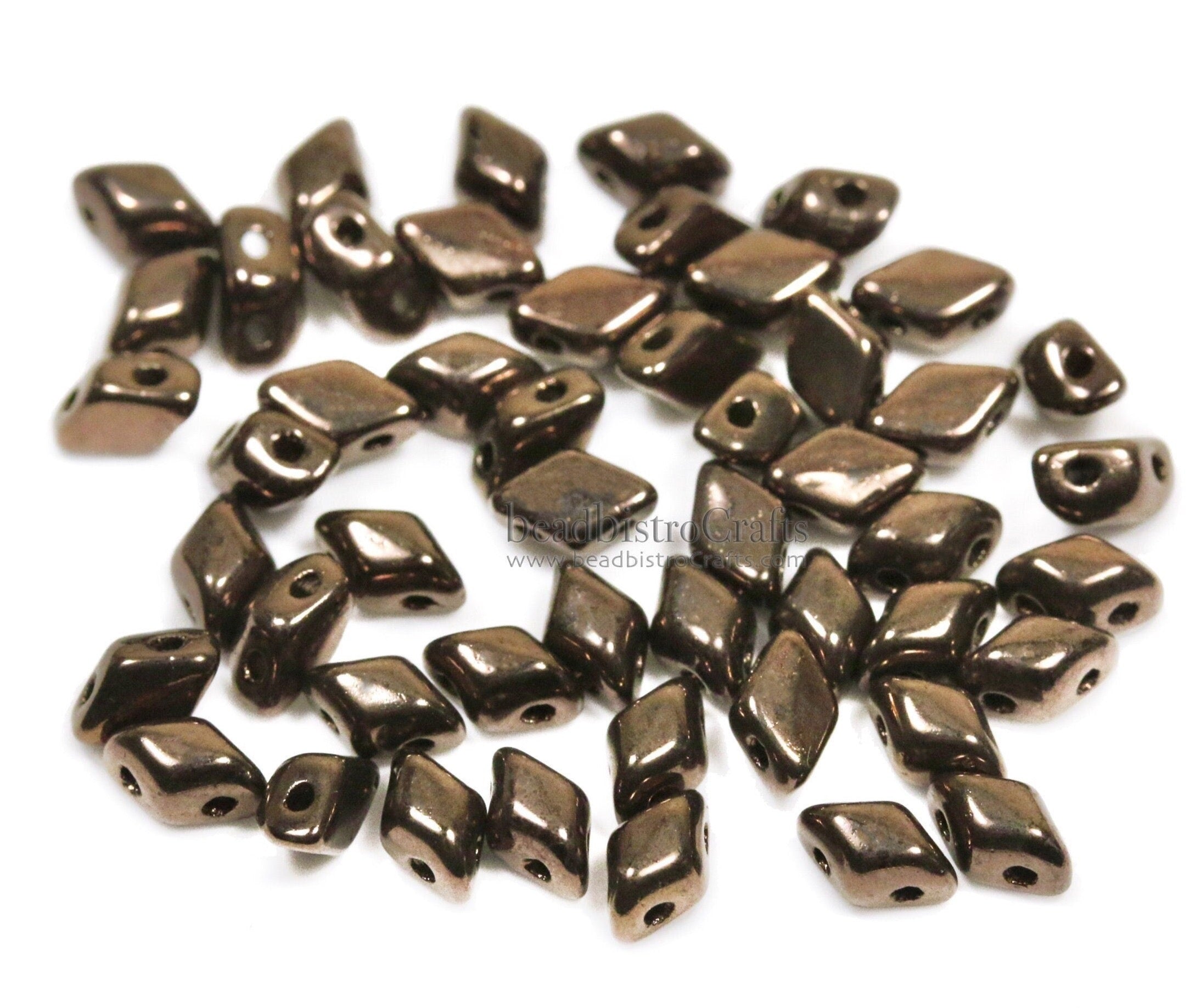 120pcs Czech MINI GemDuo beads - 2 hole beads - Jet BRONZE - 6x4mm