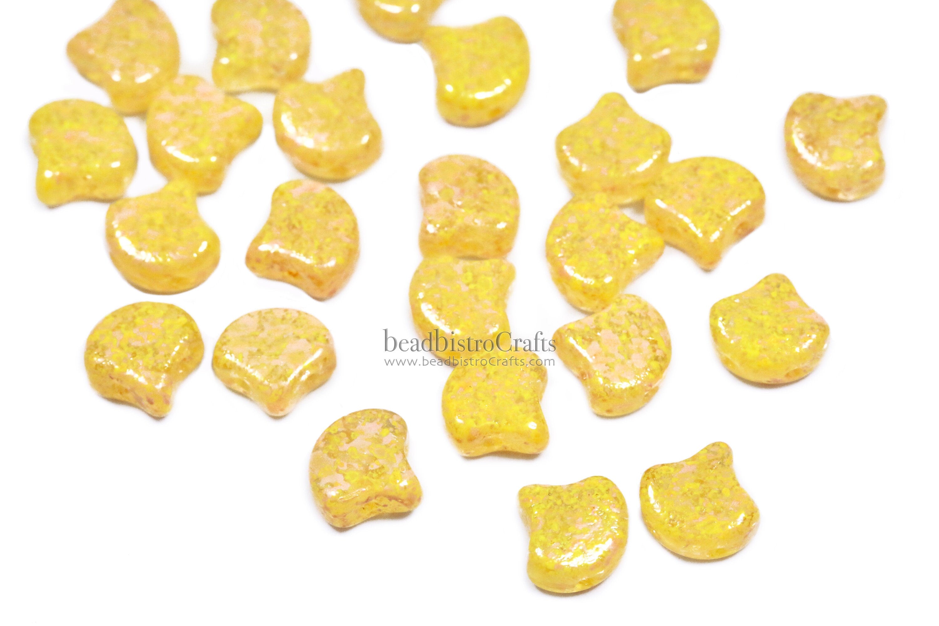 40pcs Czech 2-hole GINKO beads - Ginko Duo - Crystal CONFETTI Splash PINK Lemonade * New Ginko bead Color *  7.5x7.5mm