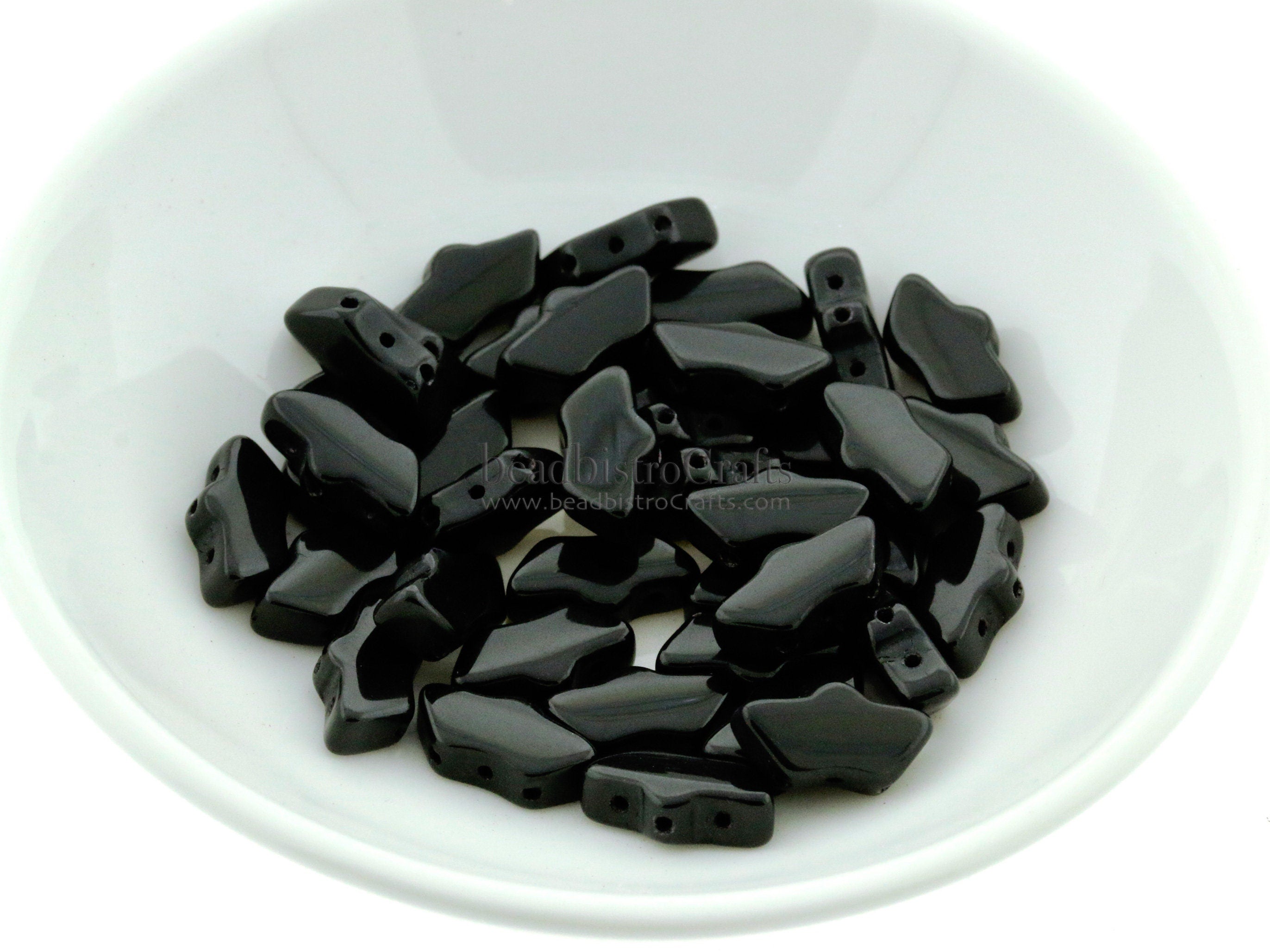 20pcs Czech DELOS® Par Puca® beads - 3 hole beads - Opaque JET - 6x11mm