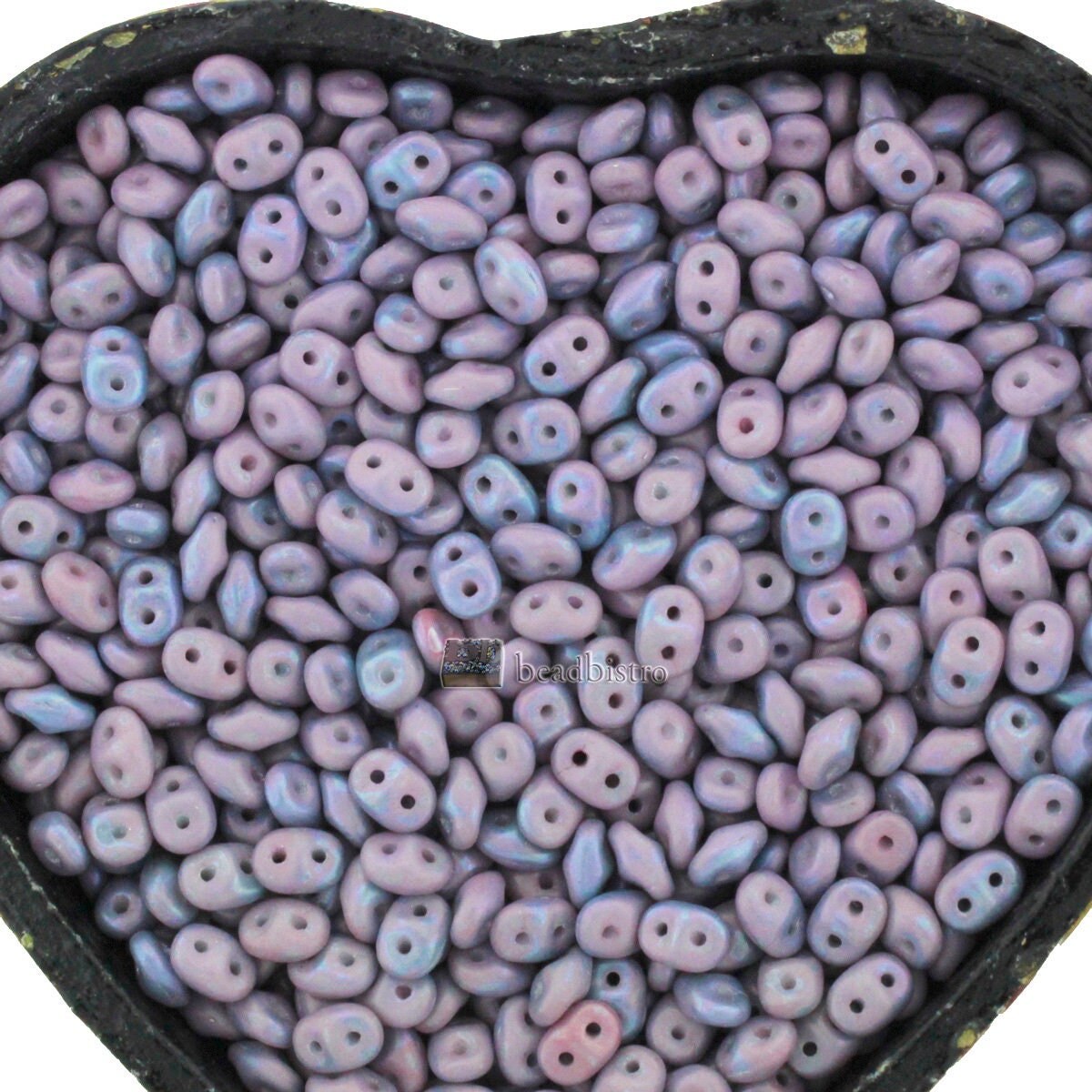 20g Czech SuperDuo 2 hole beads * Chalk NEBULA MATTE - 2.5x5mm