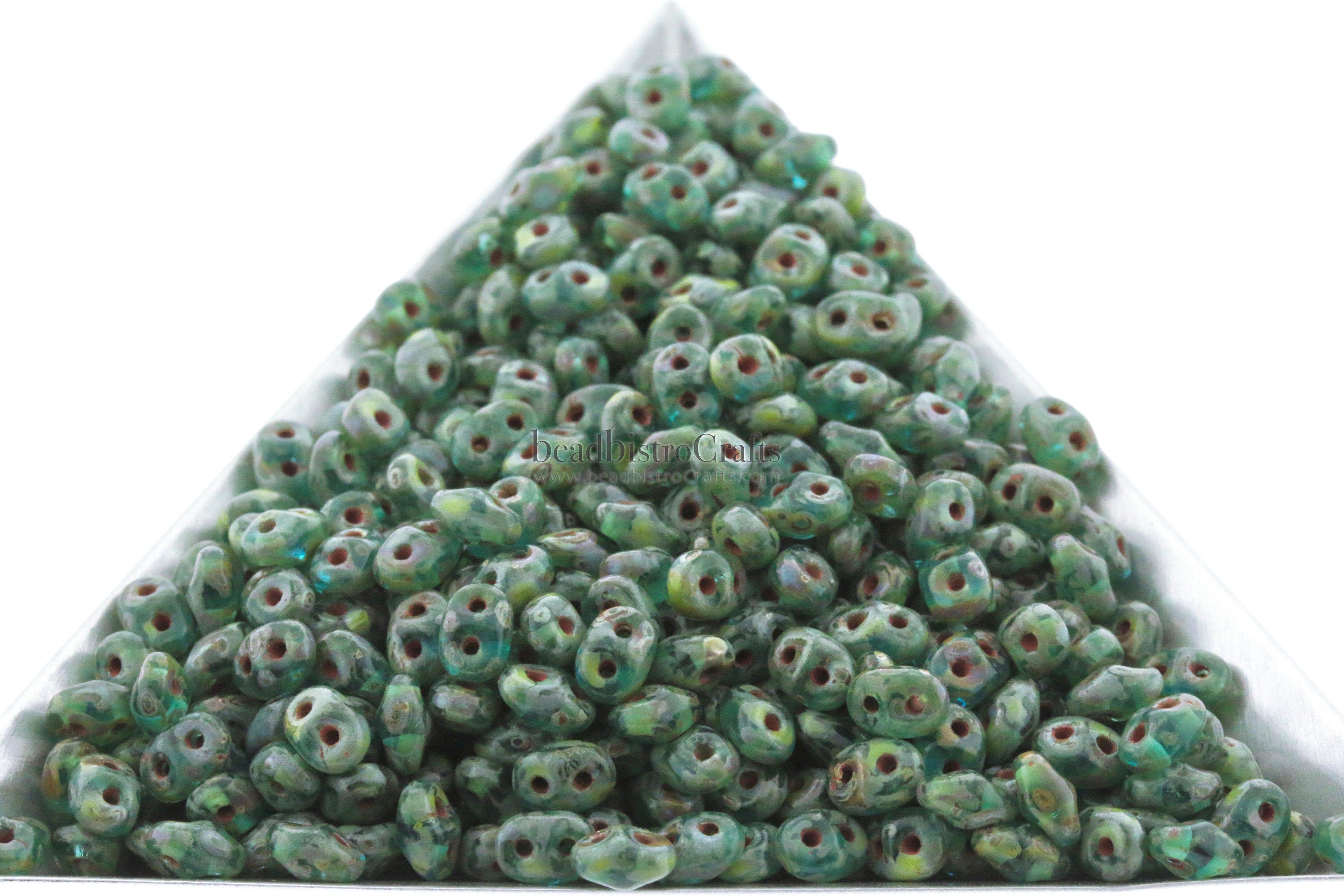 10g Czech SuperDuo 2 - hole beads - Aqua TRAVERTINE DARK ** 2.5x5mm